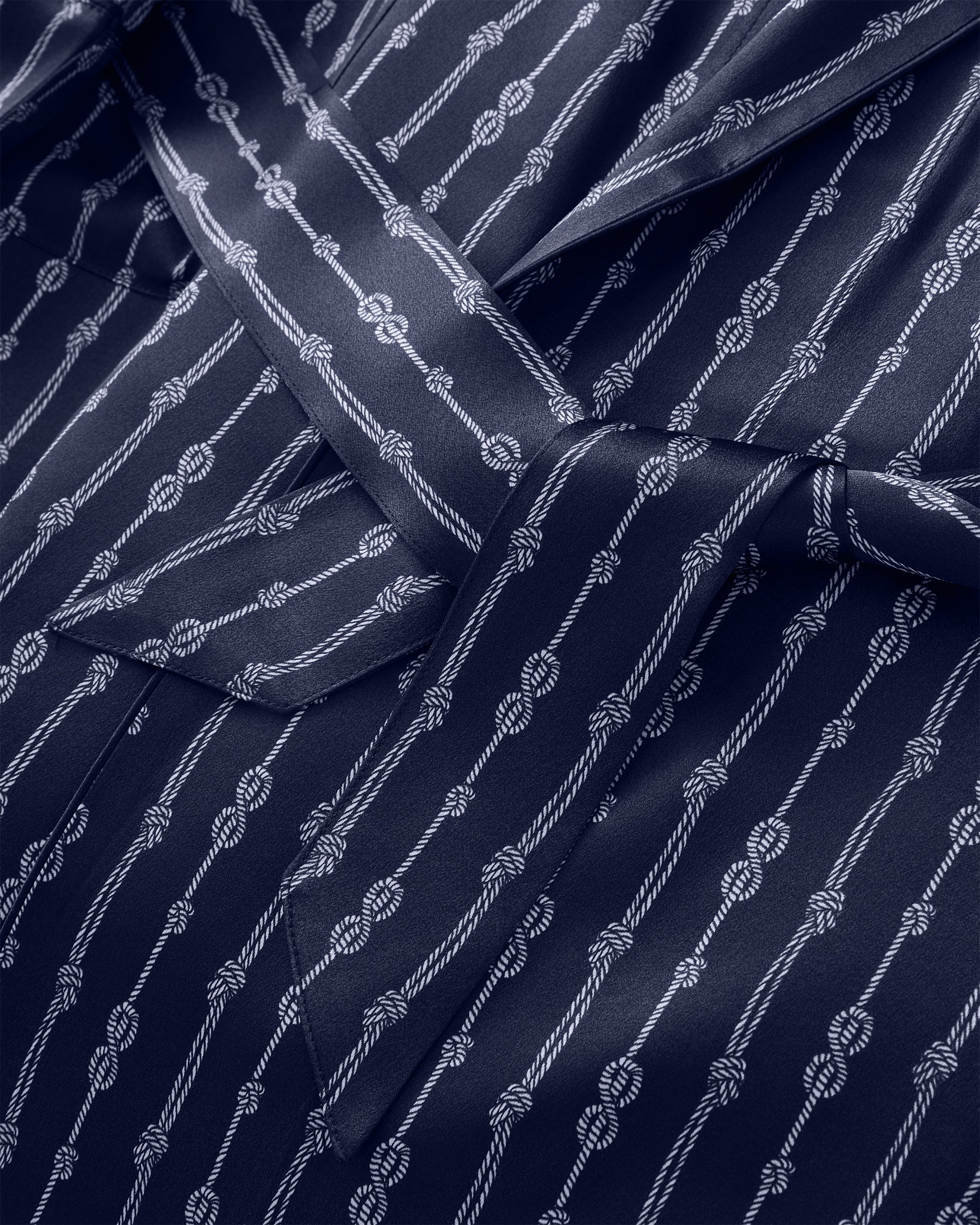Men's Silk Long Robe in Nautical Knots - Image 6