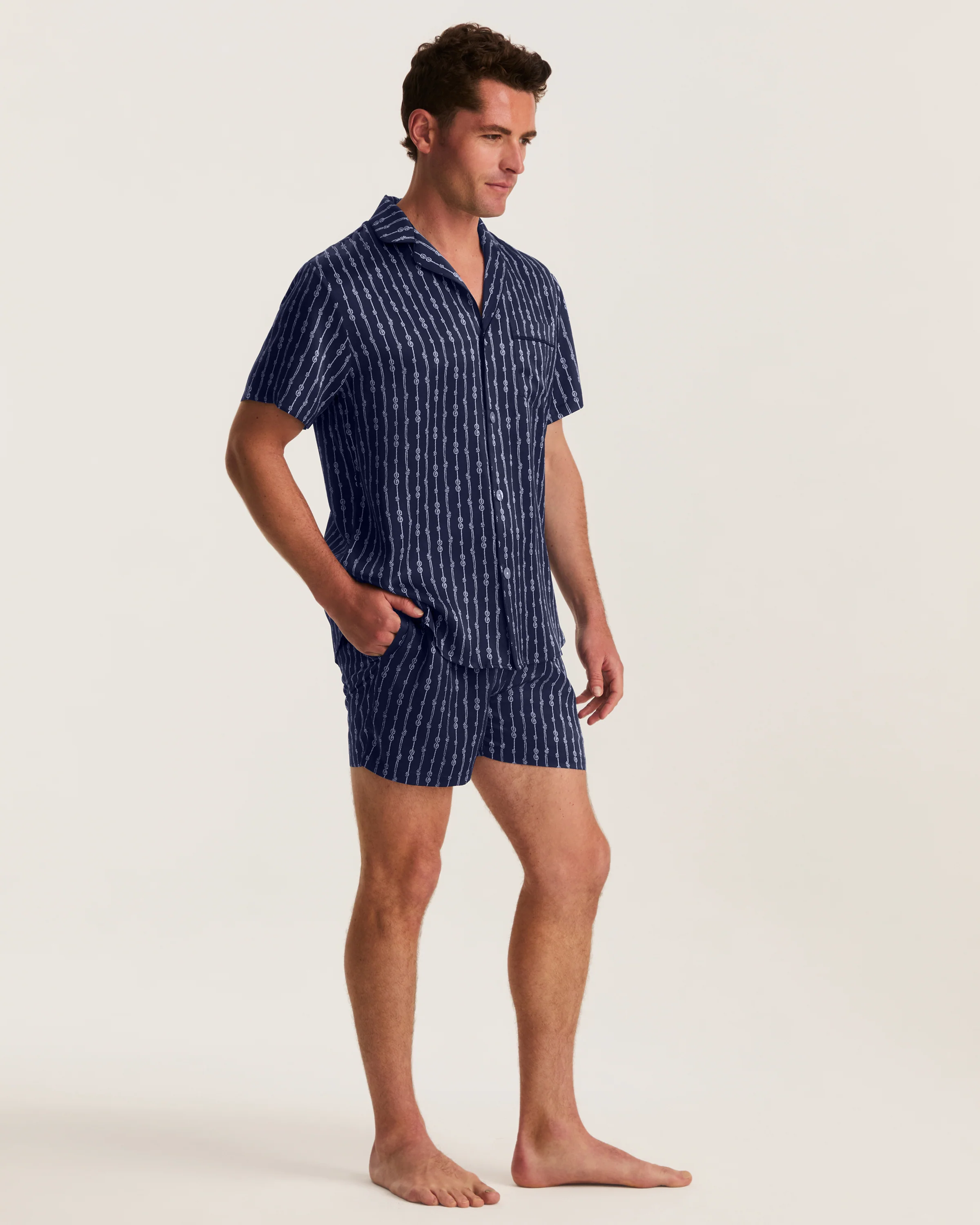 Men's Silk Pajama Short Set in Nautical Knots - Image 3