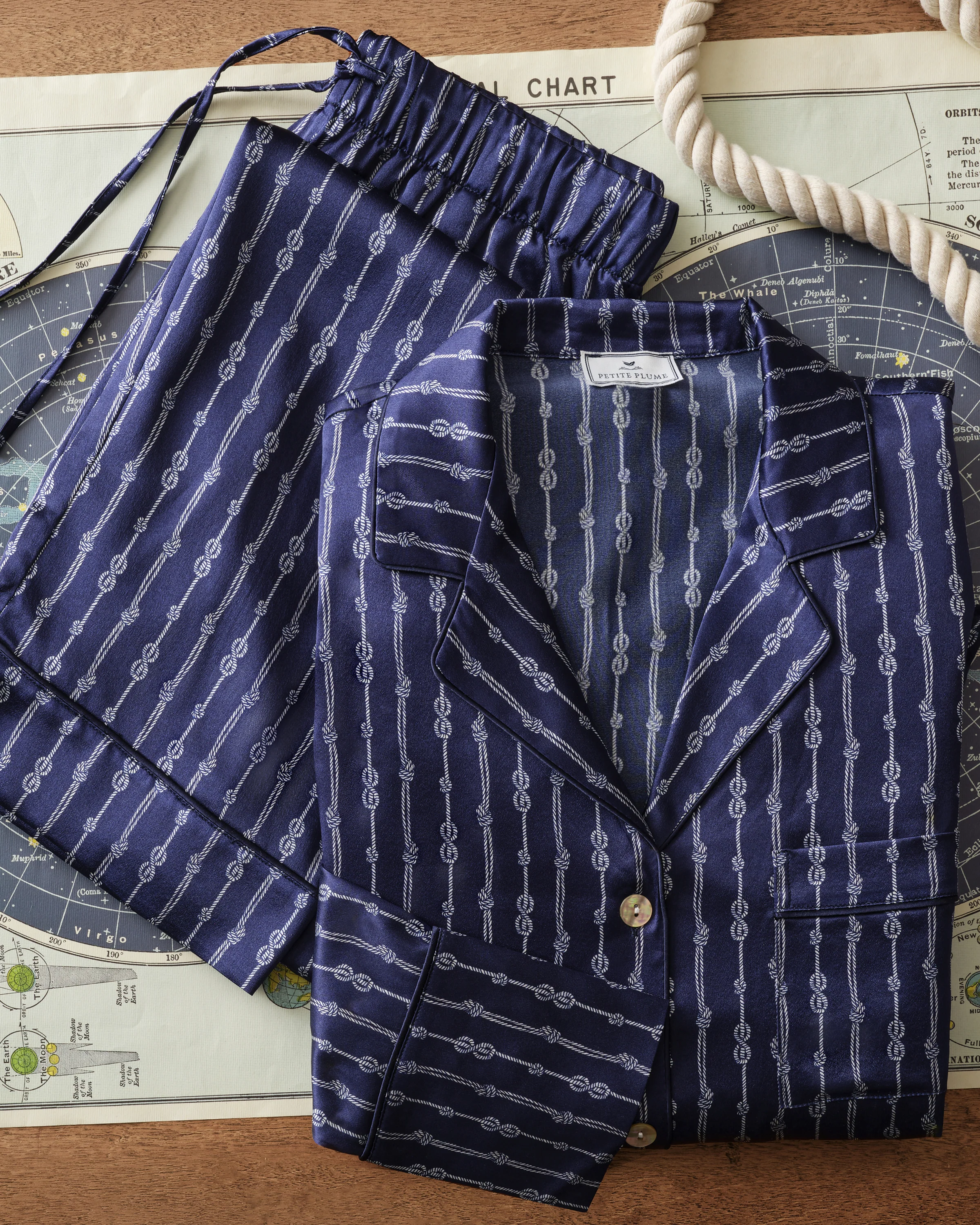 Men's Silk Pajama Short Set in Nautical Knots - Image 6