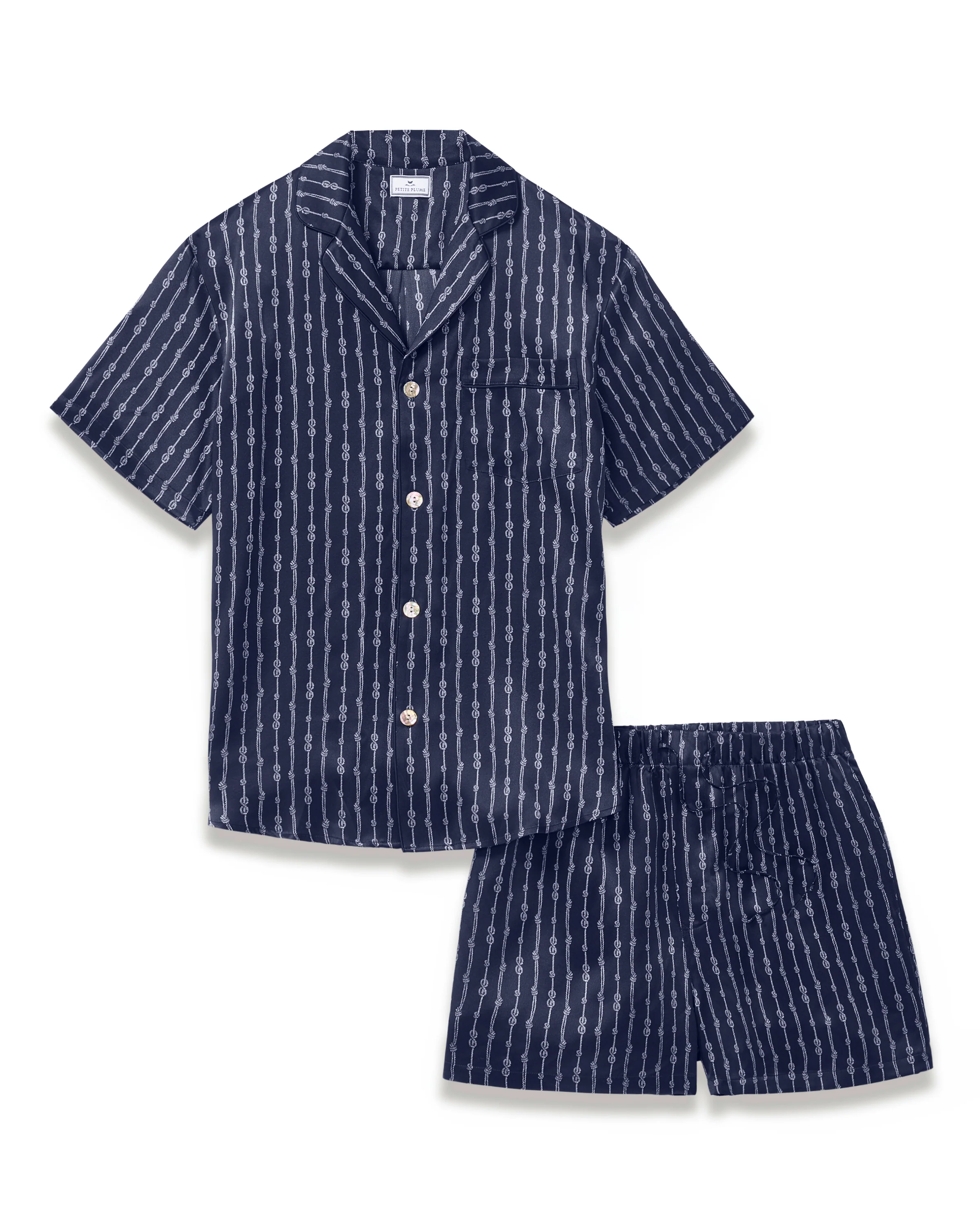 Men's Silk Pajama Short Set in Nautical Knots - Image 7