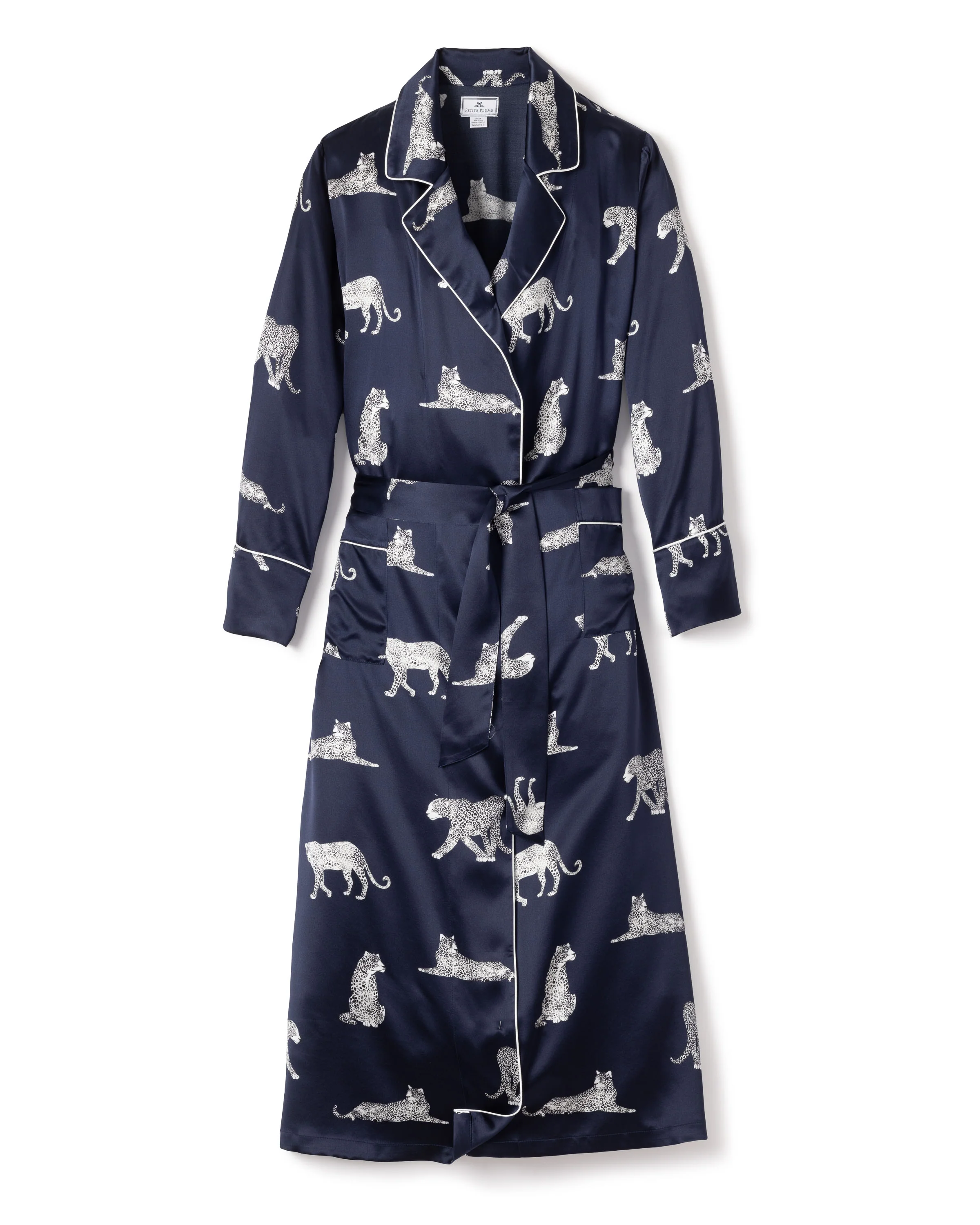 Women's Silk Long Robe in Panthère de Nuit - Image 4