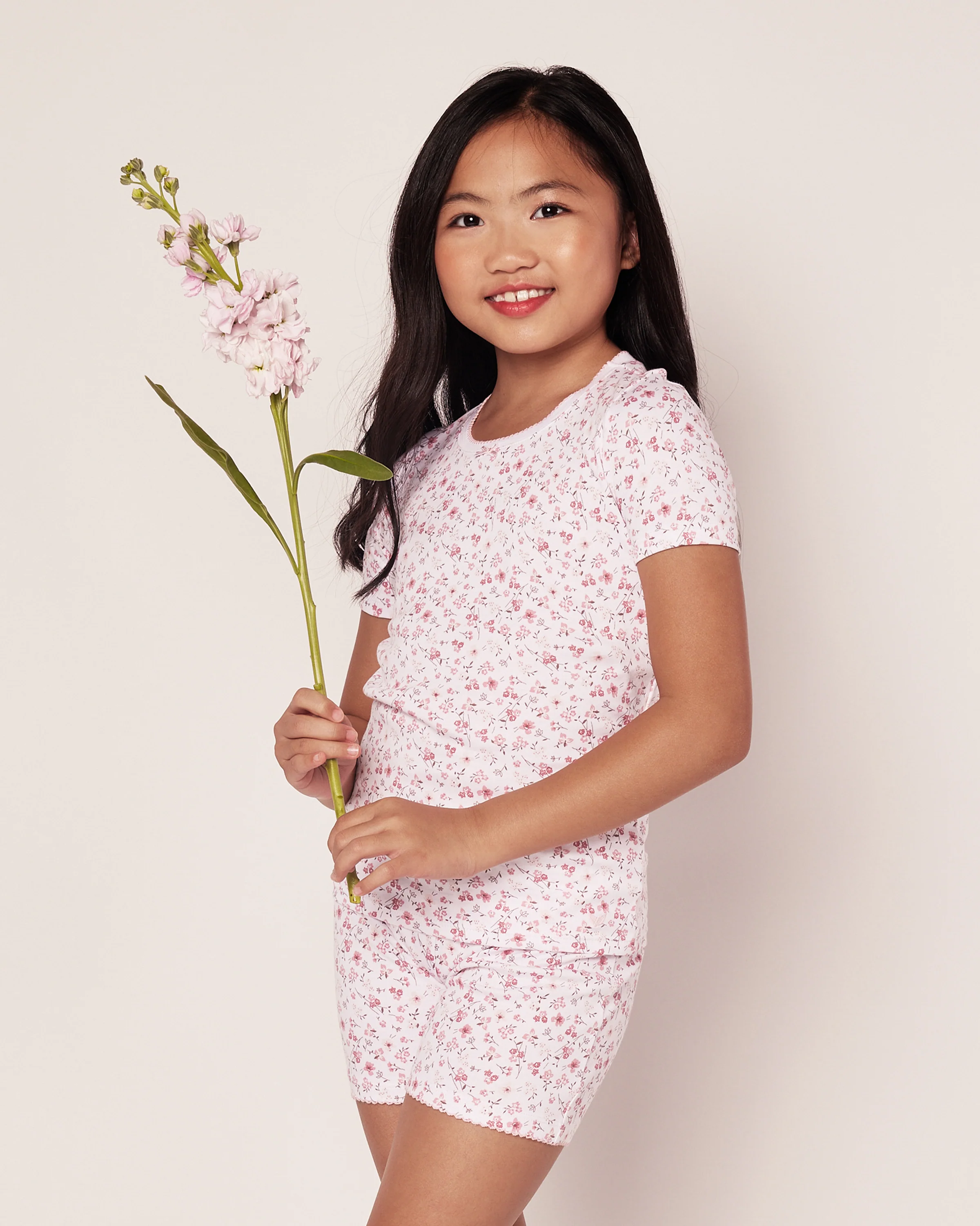 Kid's Pima Snug Fit Pajama Short Set in Dorset Floral - Image 2