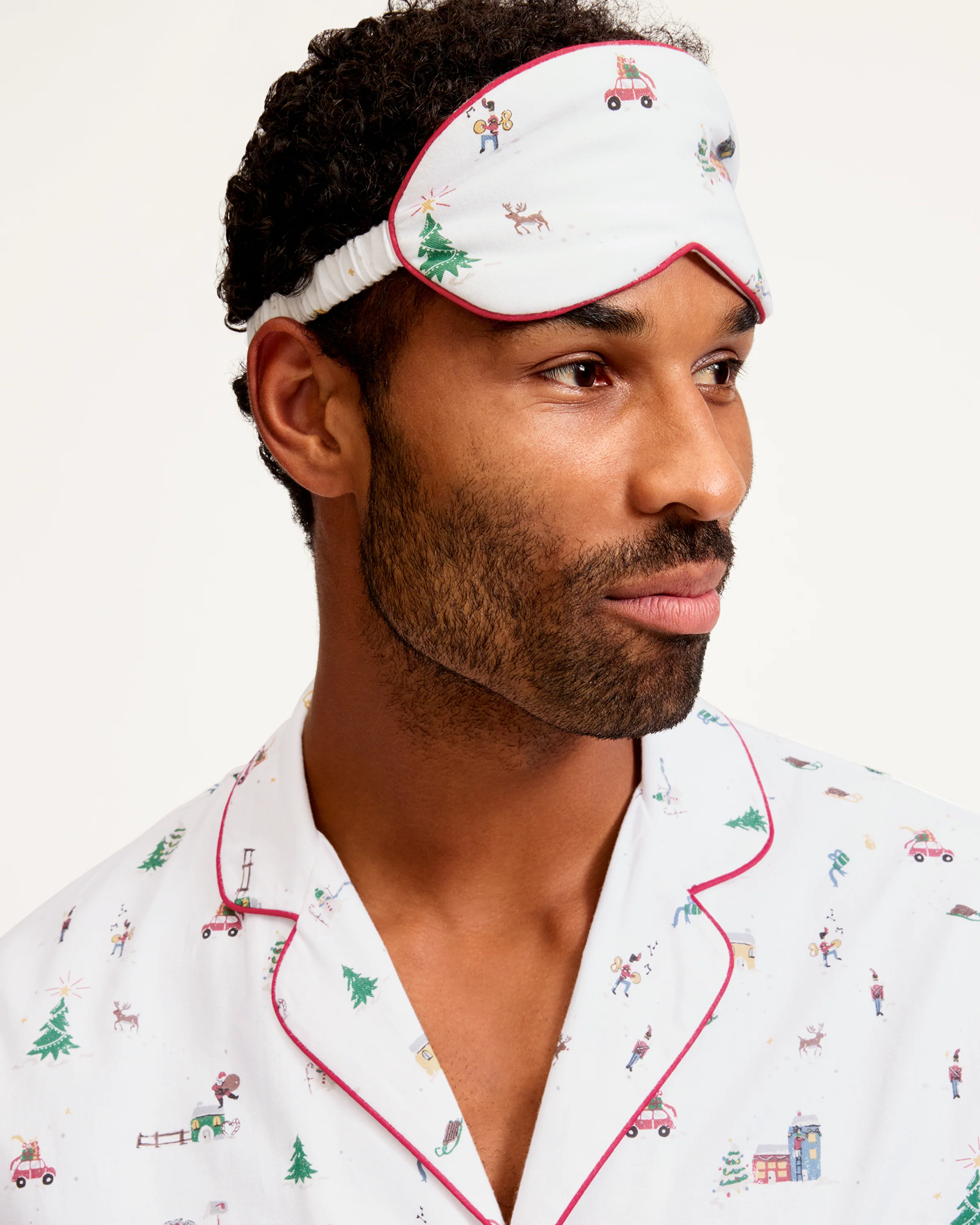 Adult's Twill Sleep Mask in Holiday Town - Image 2