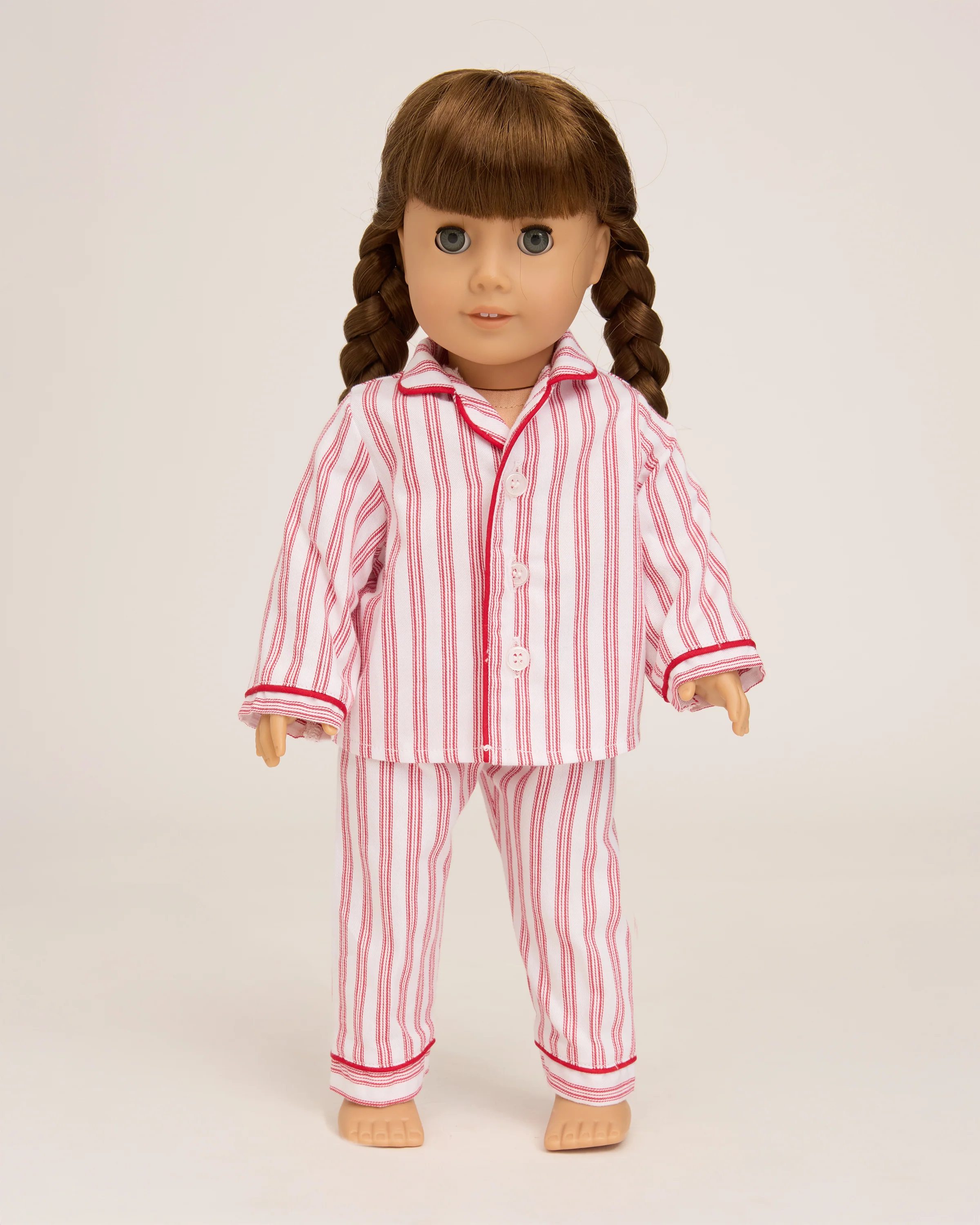 Doll Pajamas in Antique Red Ticking - Image 2
