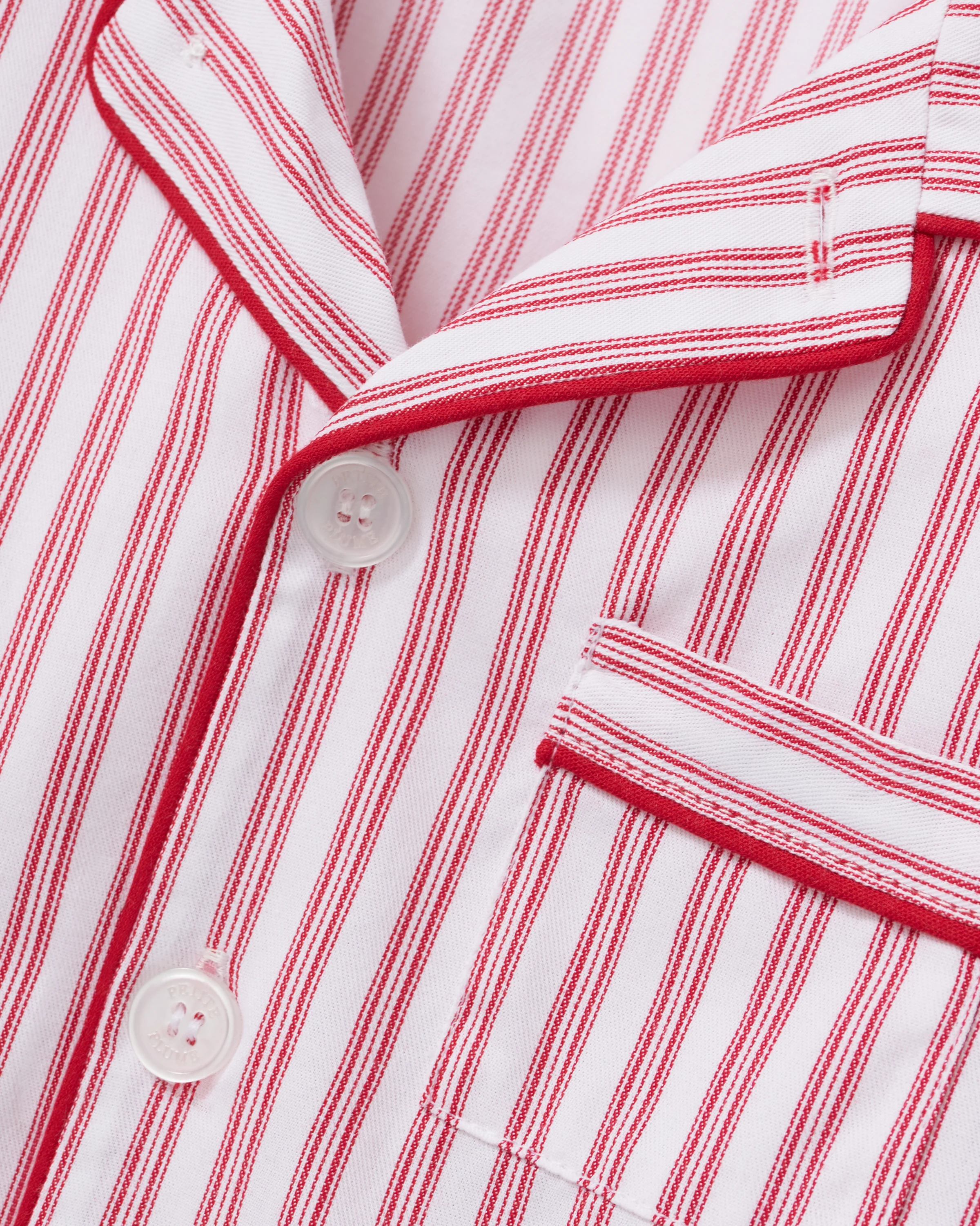 Kid's Twill Pajama Set in Antique Red Ticking - Image 7