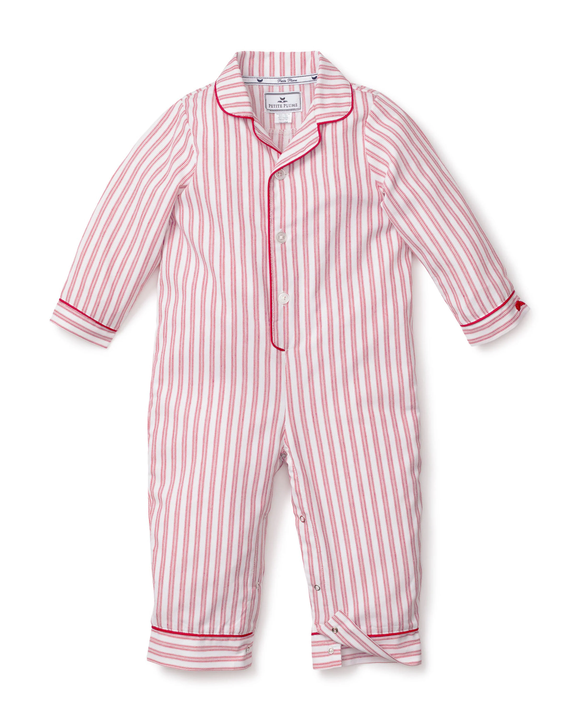 Baby's Twill Classic Romper in Antique Red Ticking - Image 4