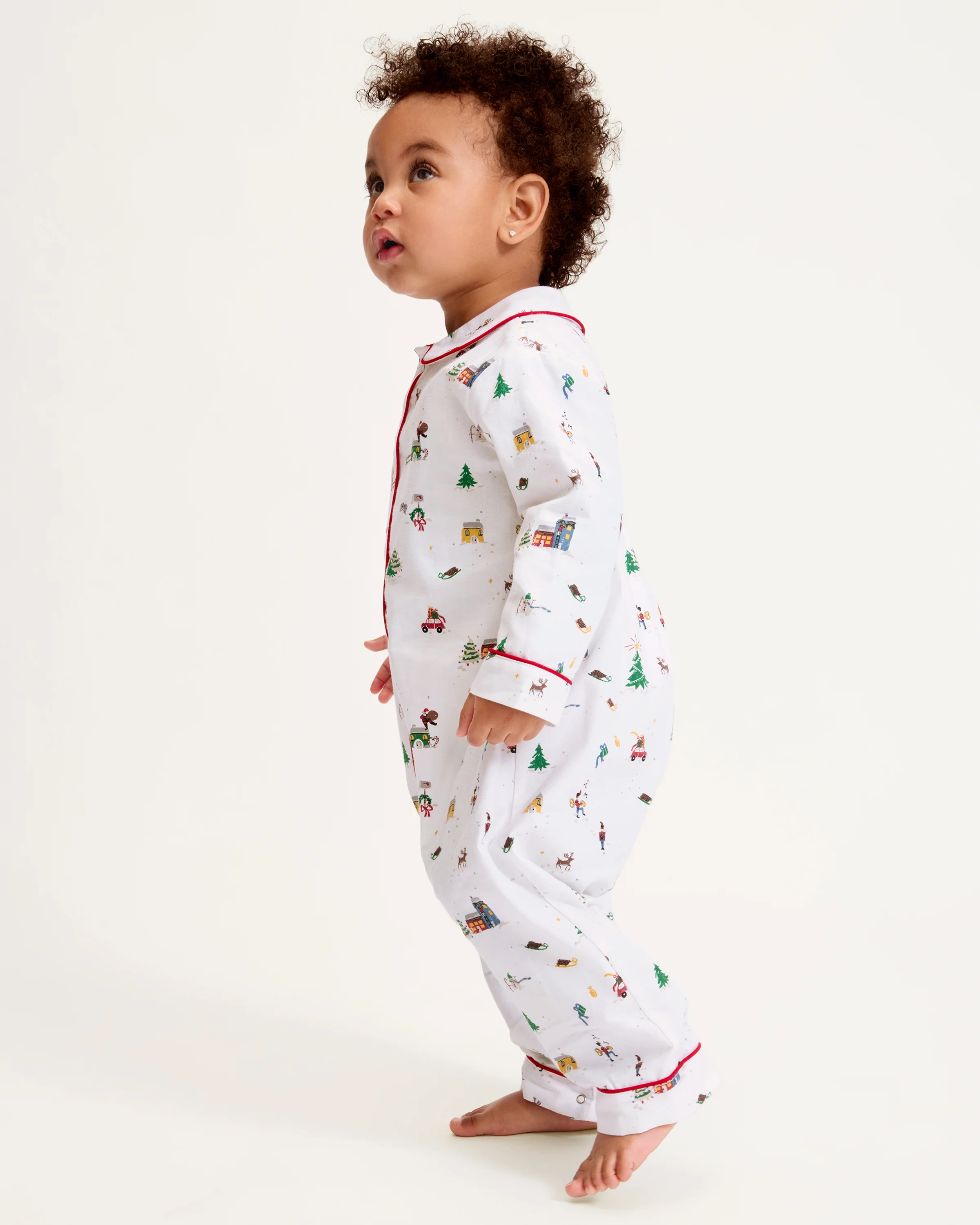 Baby's Twill Cambridge Romper in Holiday Town - Image 4
