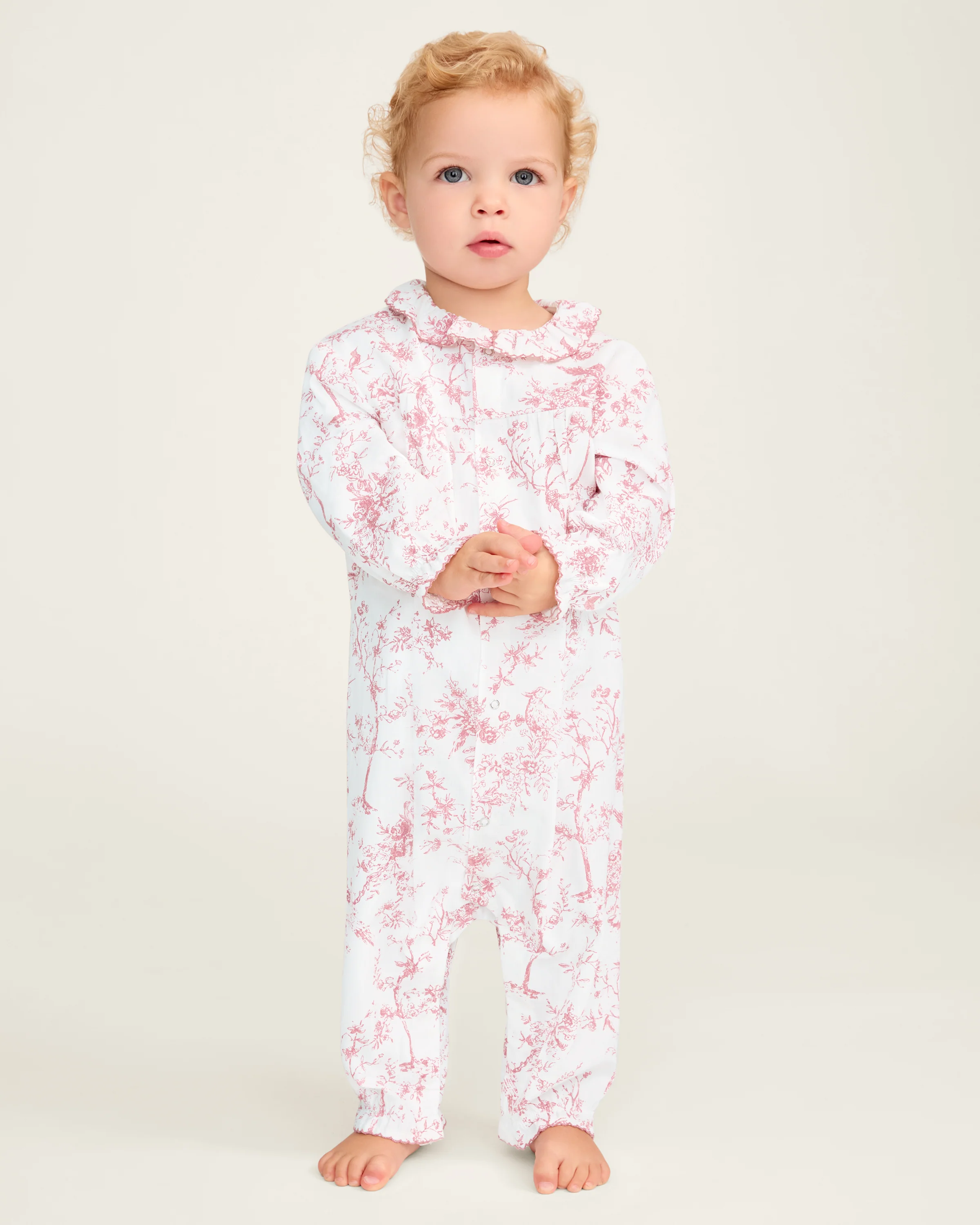 Baby's Twill Madeline Romper in Pink Timeless Toile - Image 3