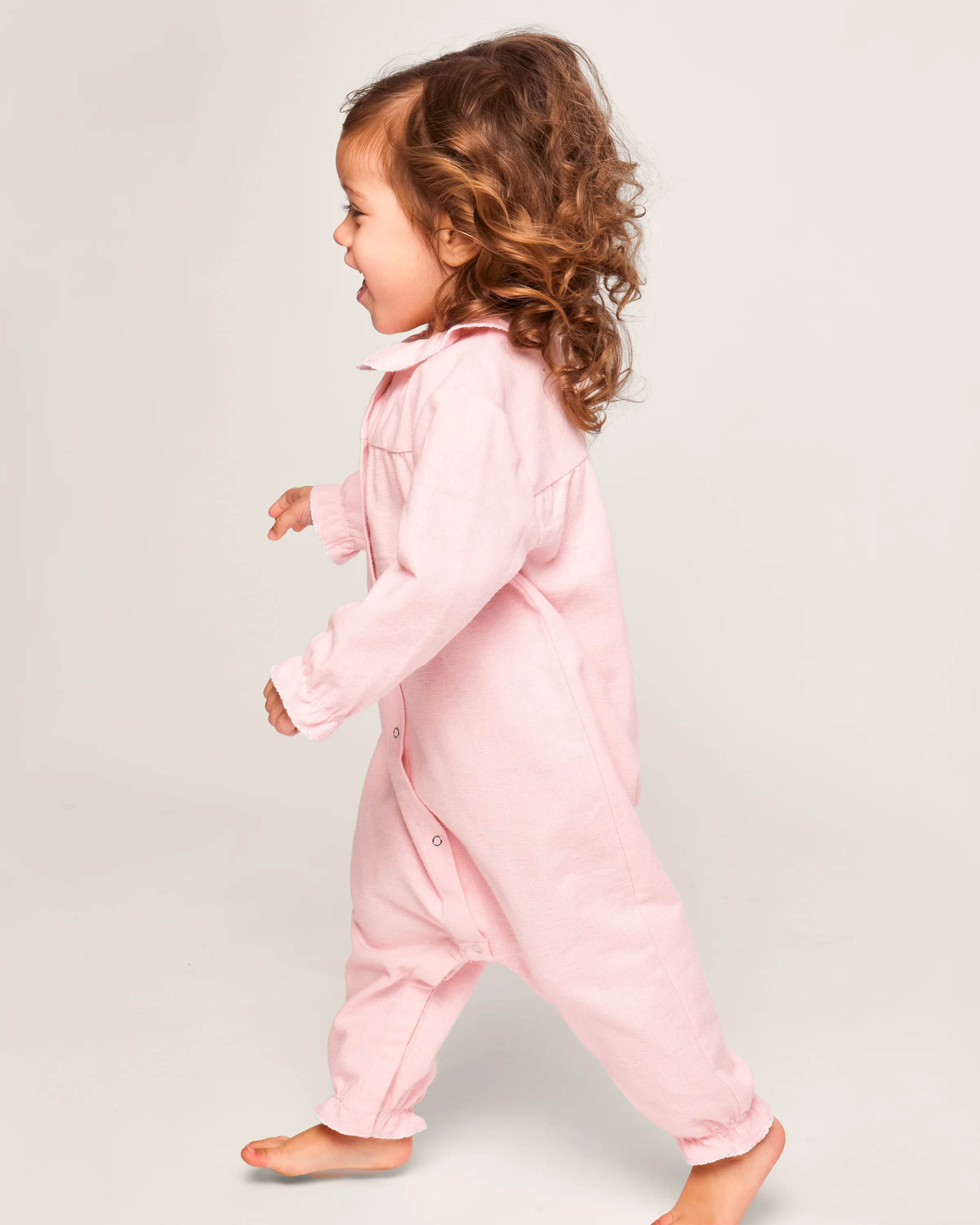 Baby's Flannel Madeline Romper in Pink - Image 2