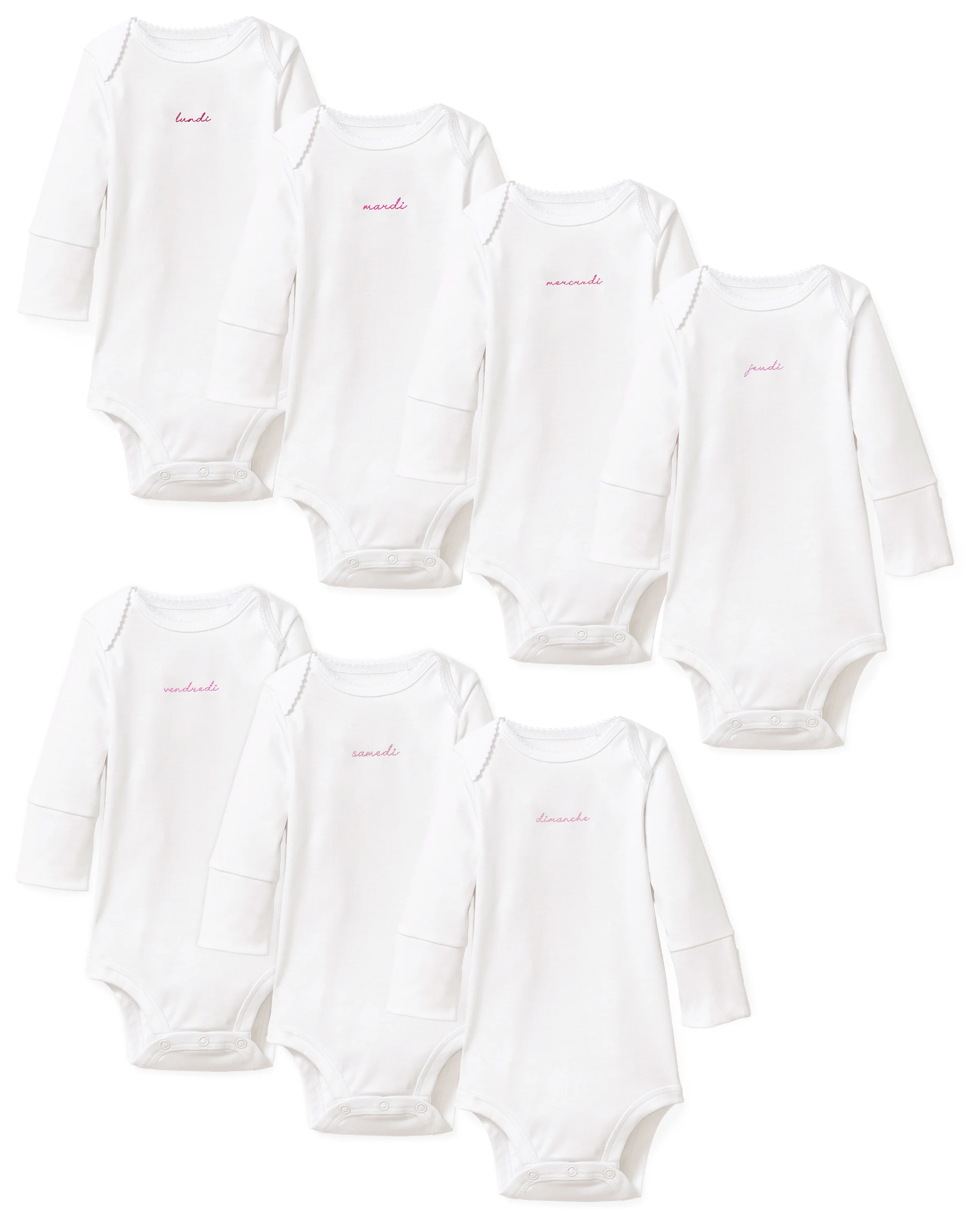 Baby's Pima Long Sleeve Onesie Set in French Lessons Pink - Image 4