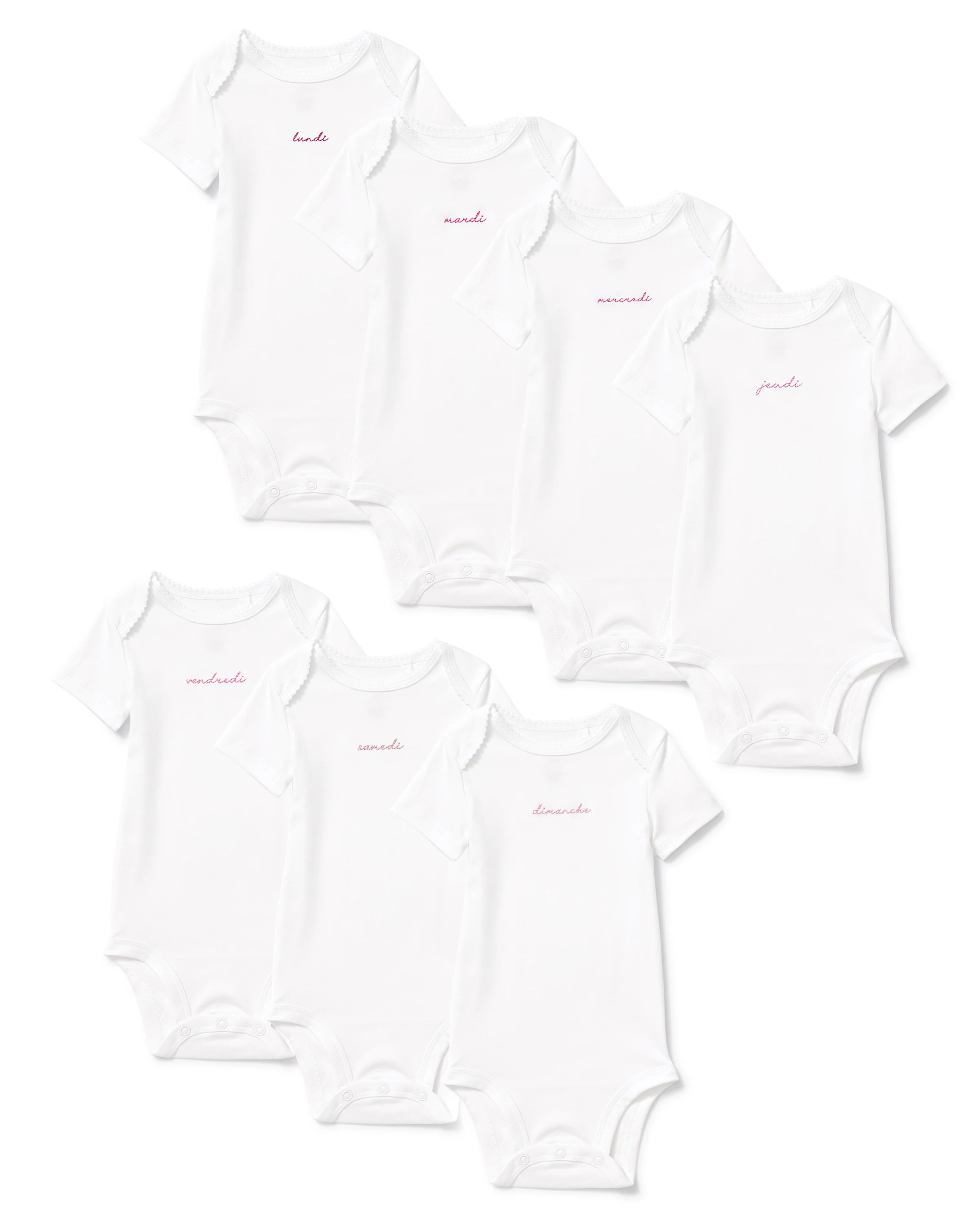 Baby's Pima Short Sleeve Onesie Set in French Lessons Pink - Image 5