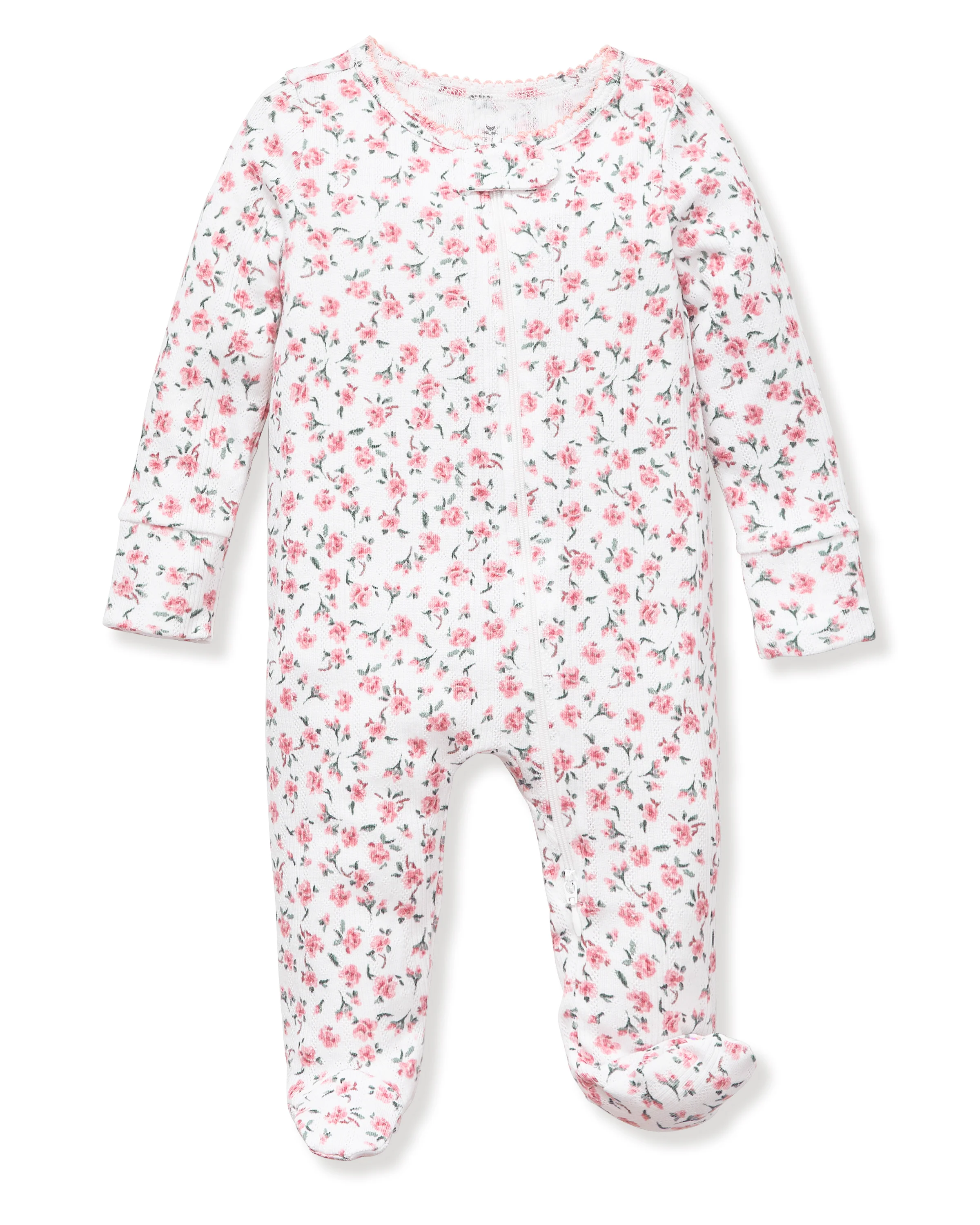 Baby's Pointelle Footie Romper in Pink Floral
