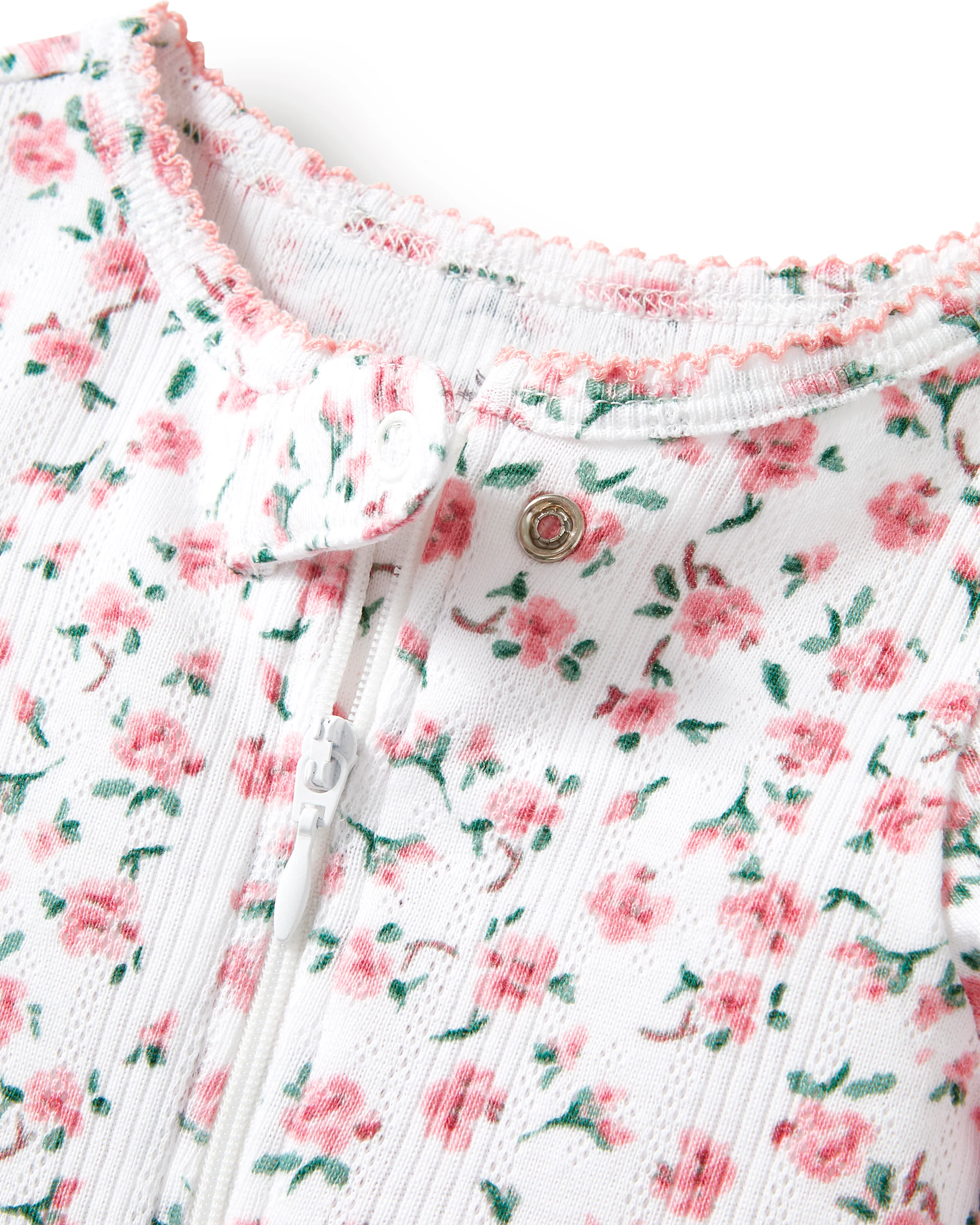 Baby's Pointelle Footie Romper in Pink Floral - Image 2