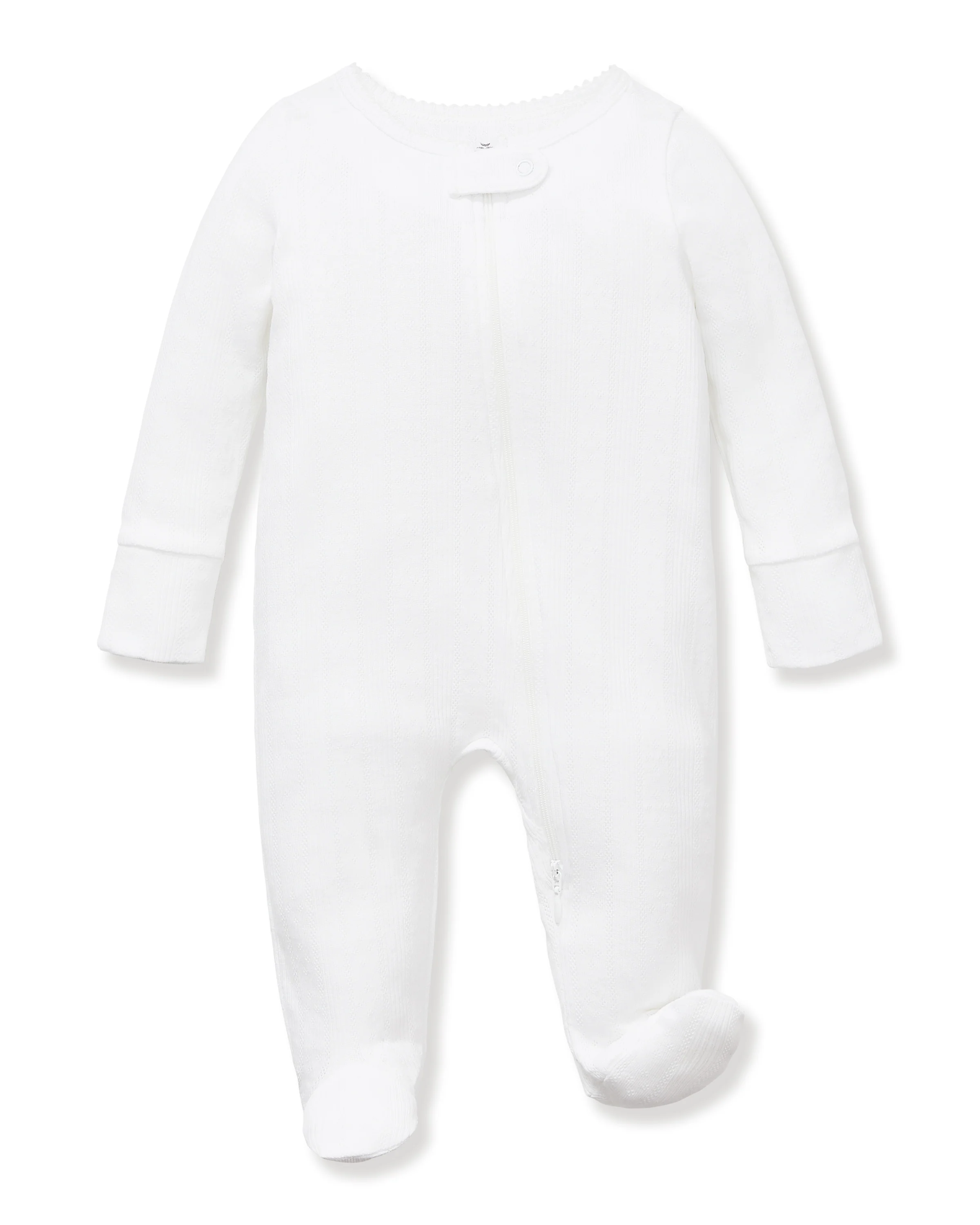 Baby's Pointelle Footie Romper in White