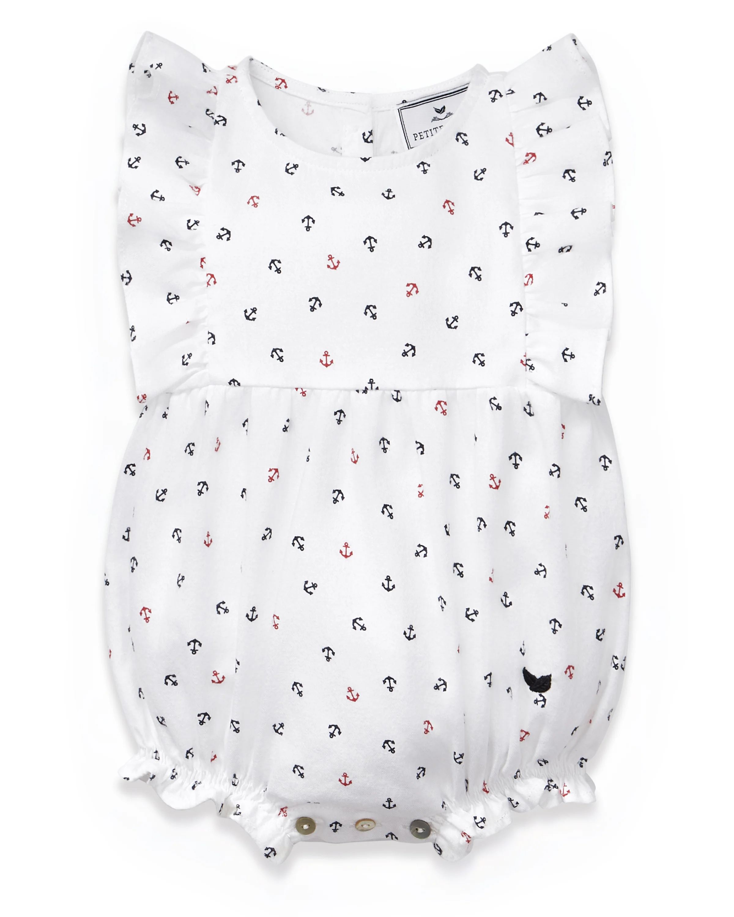 Baby's Twill Ruffled Romper in Anchors Away White - Image 5