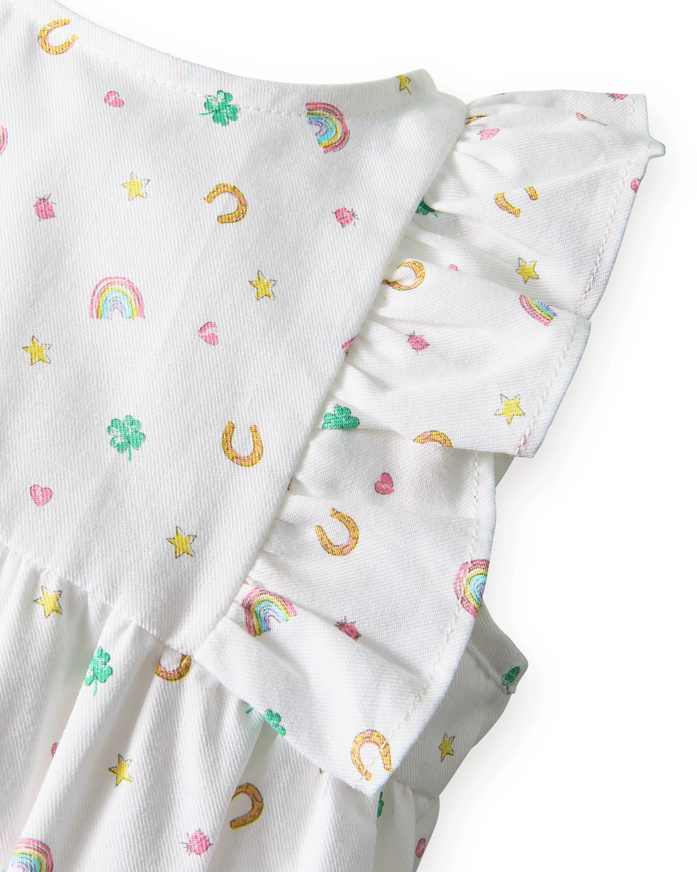 Baby's Twill Ruffled Romper in Good Luck Charms - Image 3