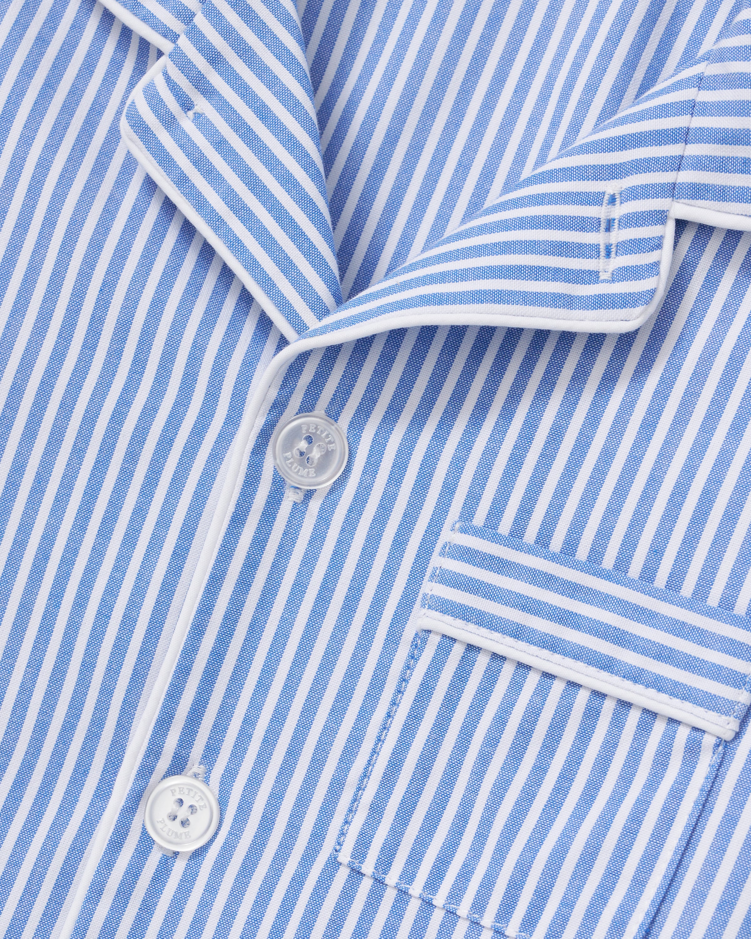 Kid's Twill Pajama Short Set in French Blue Heritage Stripe - Image 6