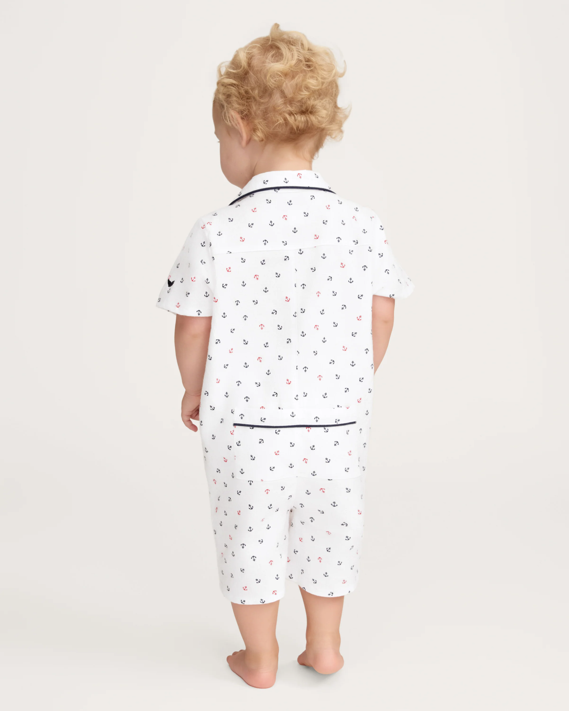 Baby's Twill Summer Romper in Anchors Away White - Image 3