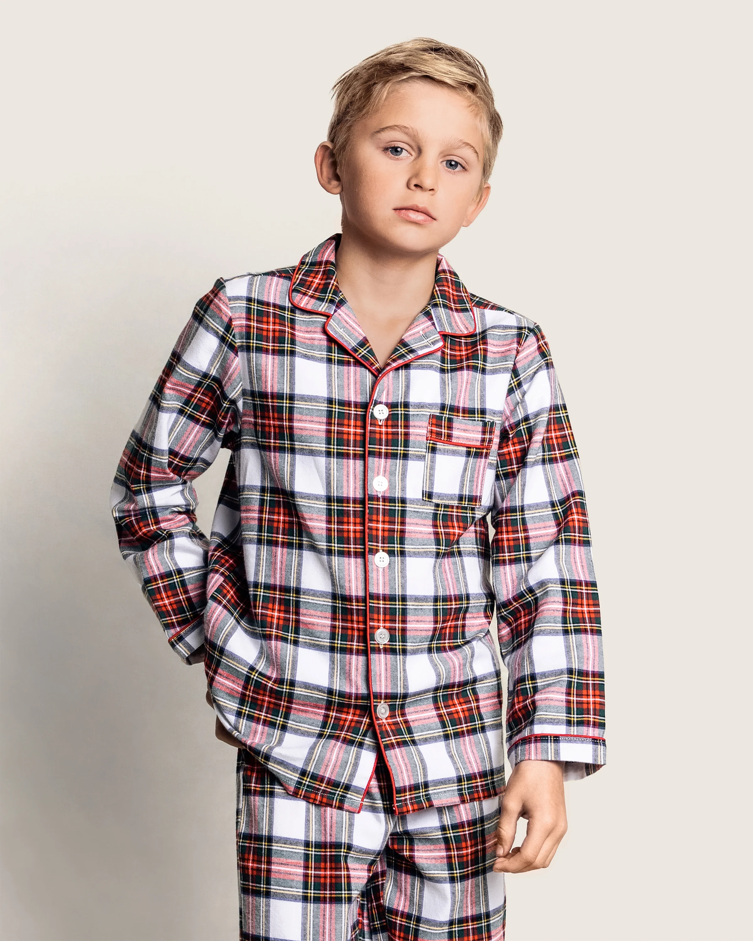 Kid's Brushed Twill Pajama Set in Balmoral Tartan - Image 3