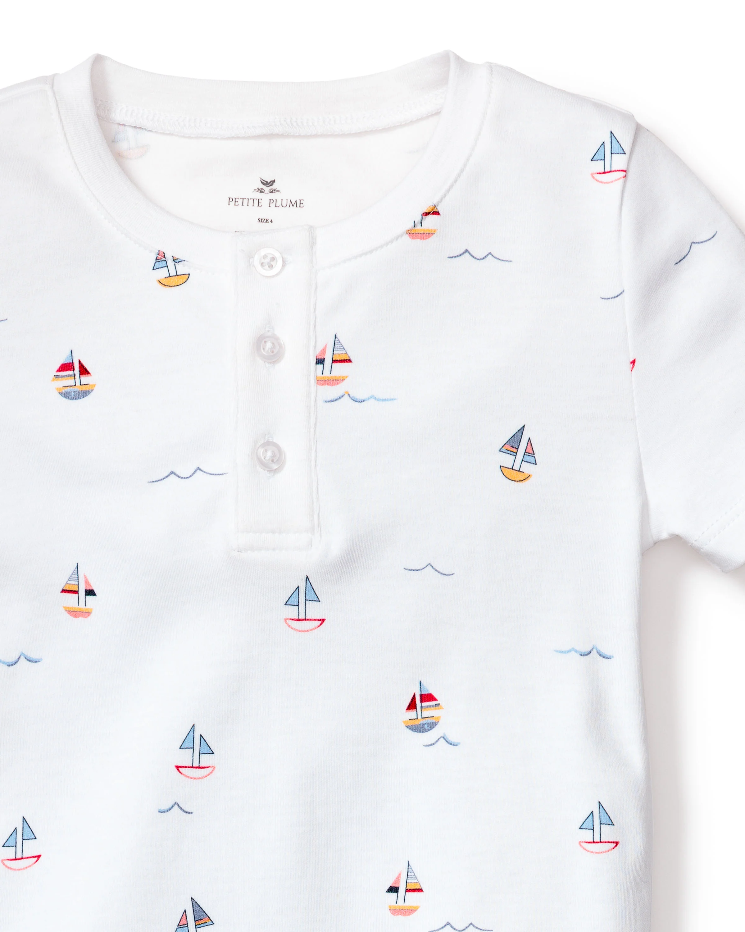 Kid's Pima Snug Fit Pajama Short Set in Bateau - Image 4