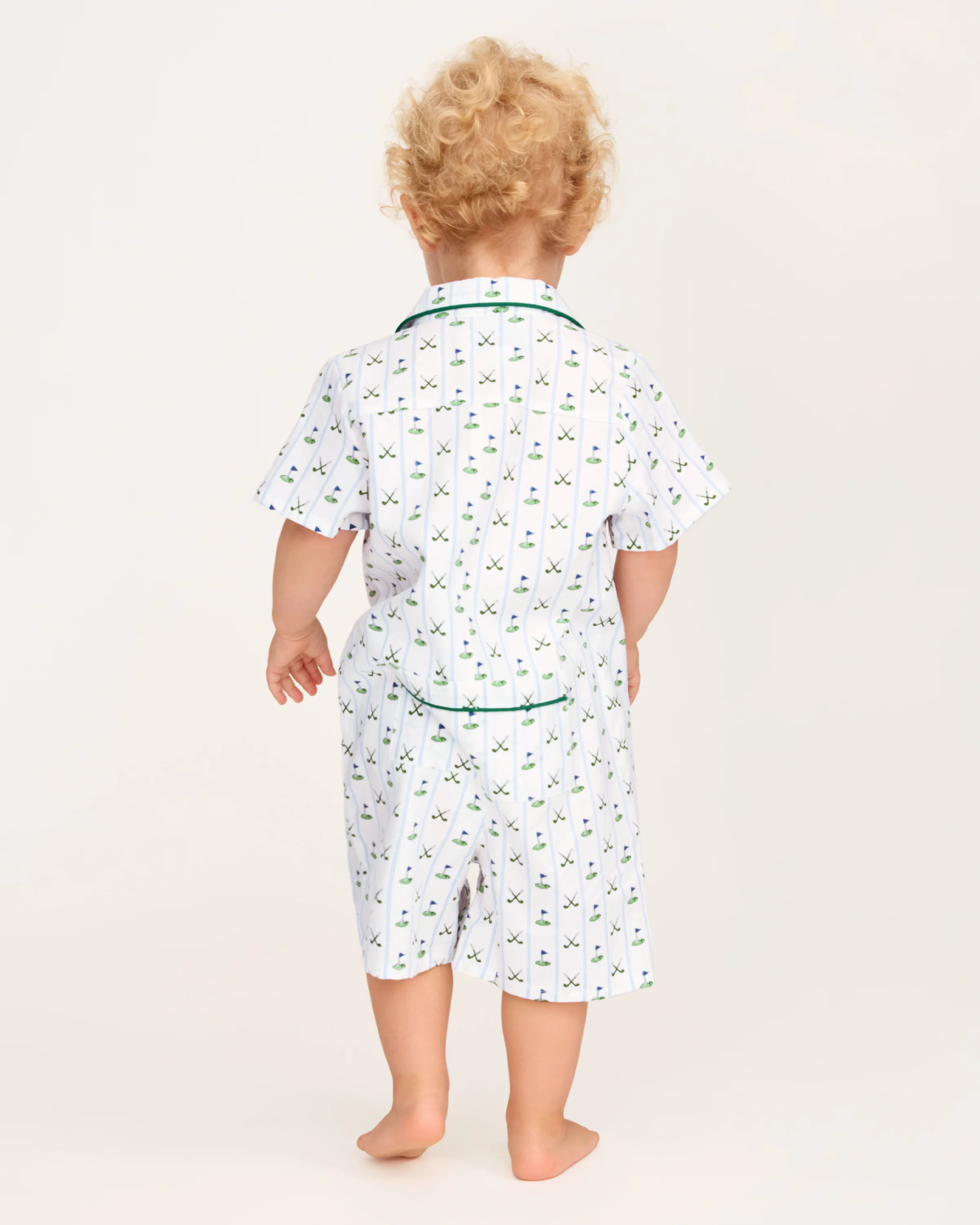 Baby's Twill Summer Romper in Fairway Stripe - Image 4