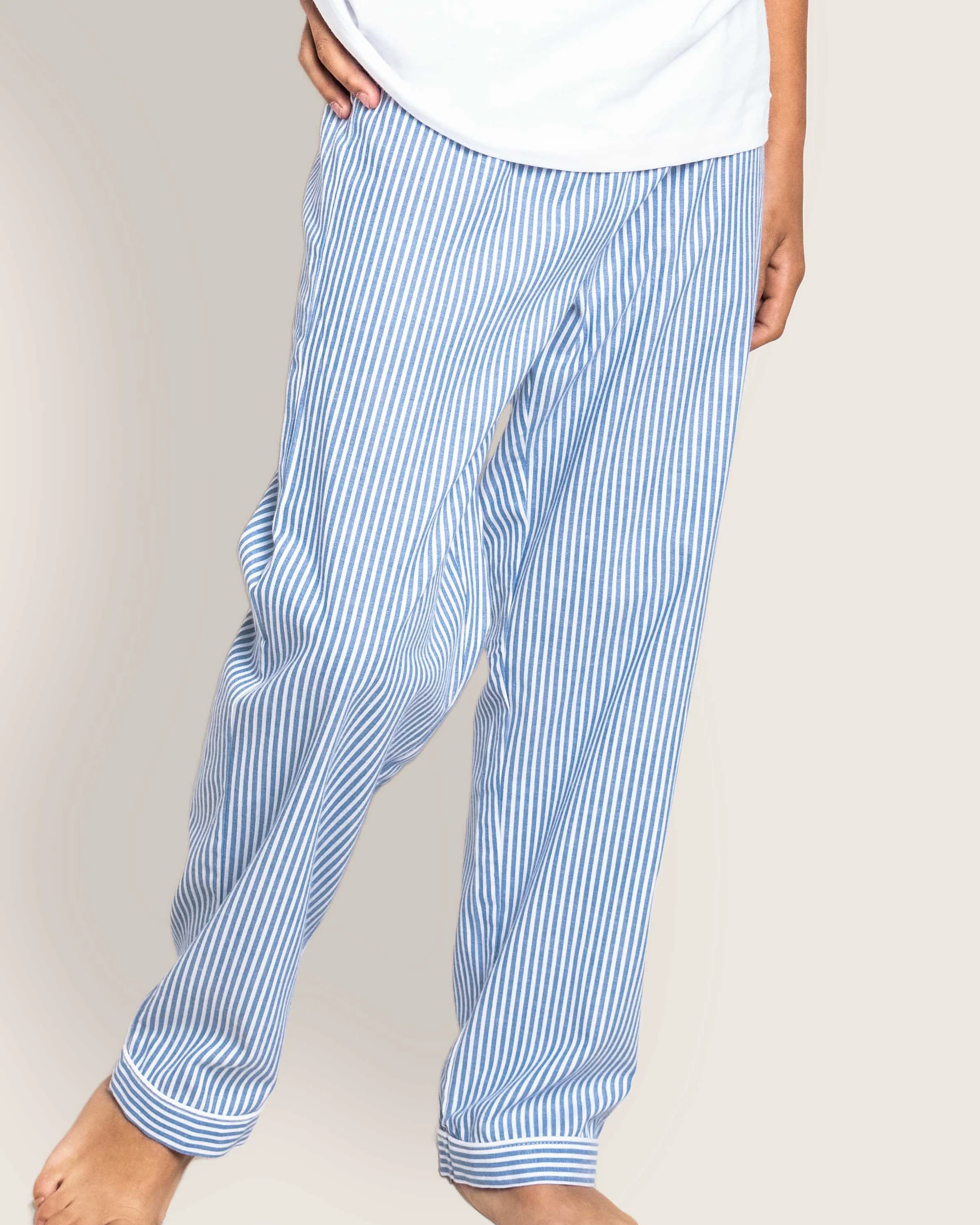 Kid's Twill Pajama Pants in French Blue Heritage Stripe - Image 3