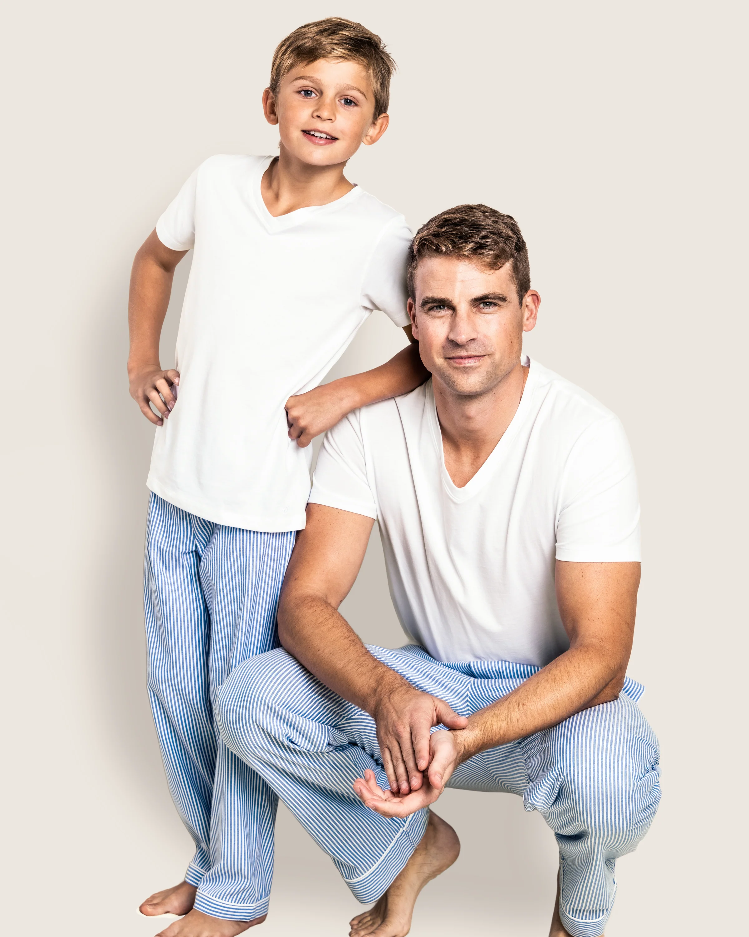 Kid's Twill Pajama Pants in French Blue Heritage Stripe - Image 4