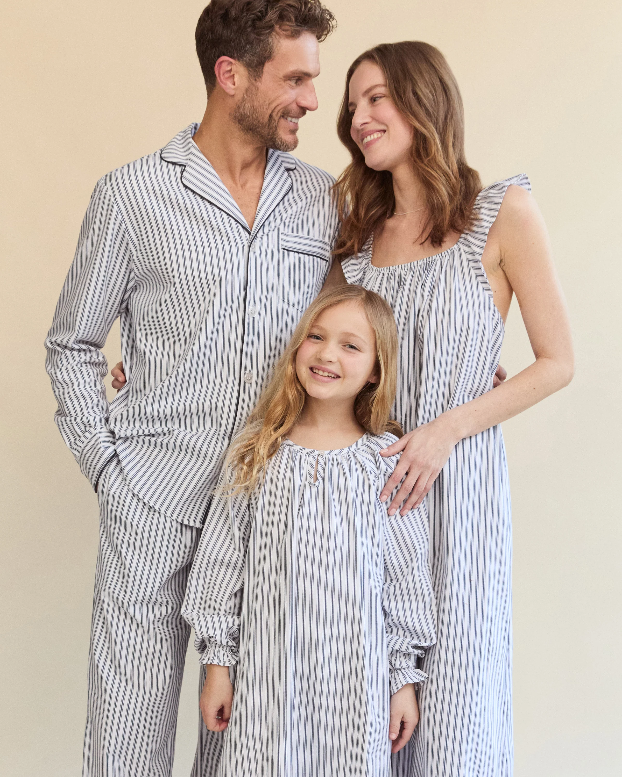 Girl's Twill Delphine Nightgown in Navy French Ticking - Image 5