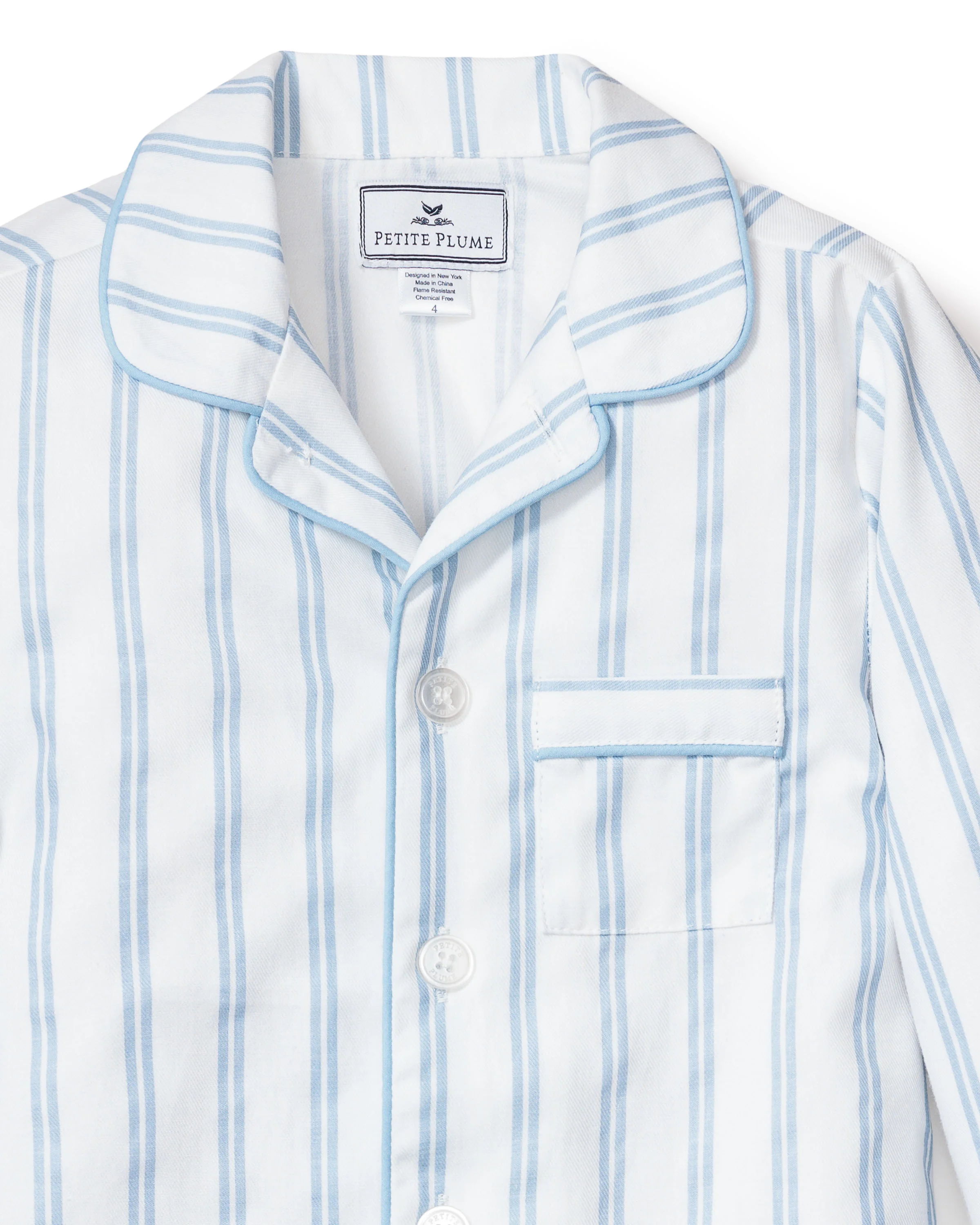 Kid's Twill Pajama Set in Periwinkle Stripe - Image 7