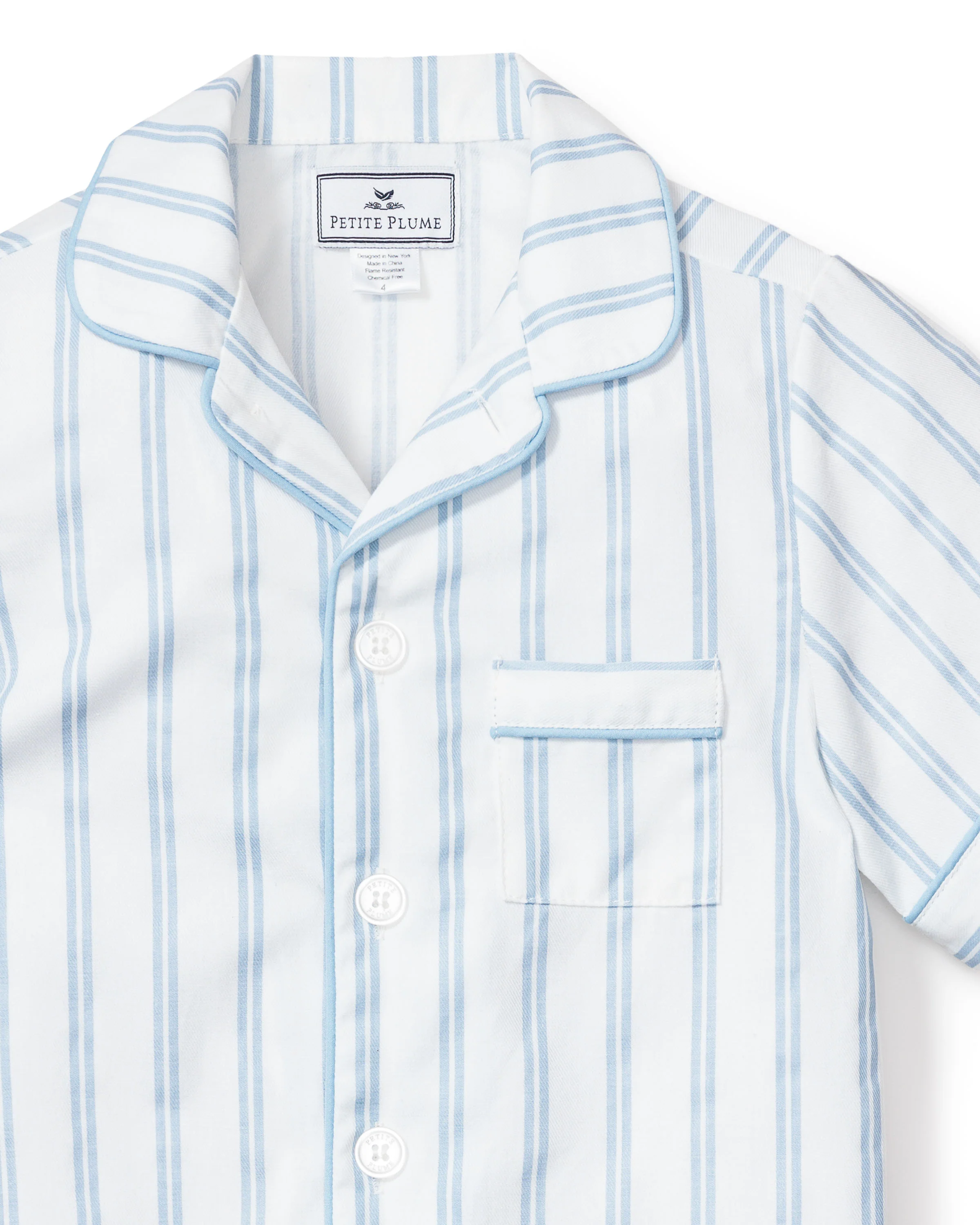 Kid's Twill Pajama Short Set in Periwinkle Stripe - Image 2