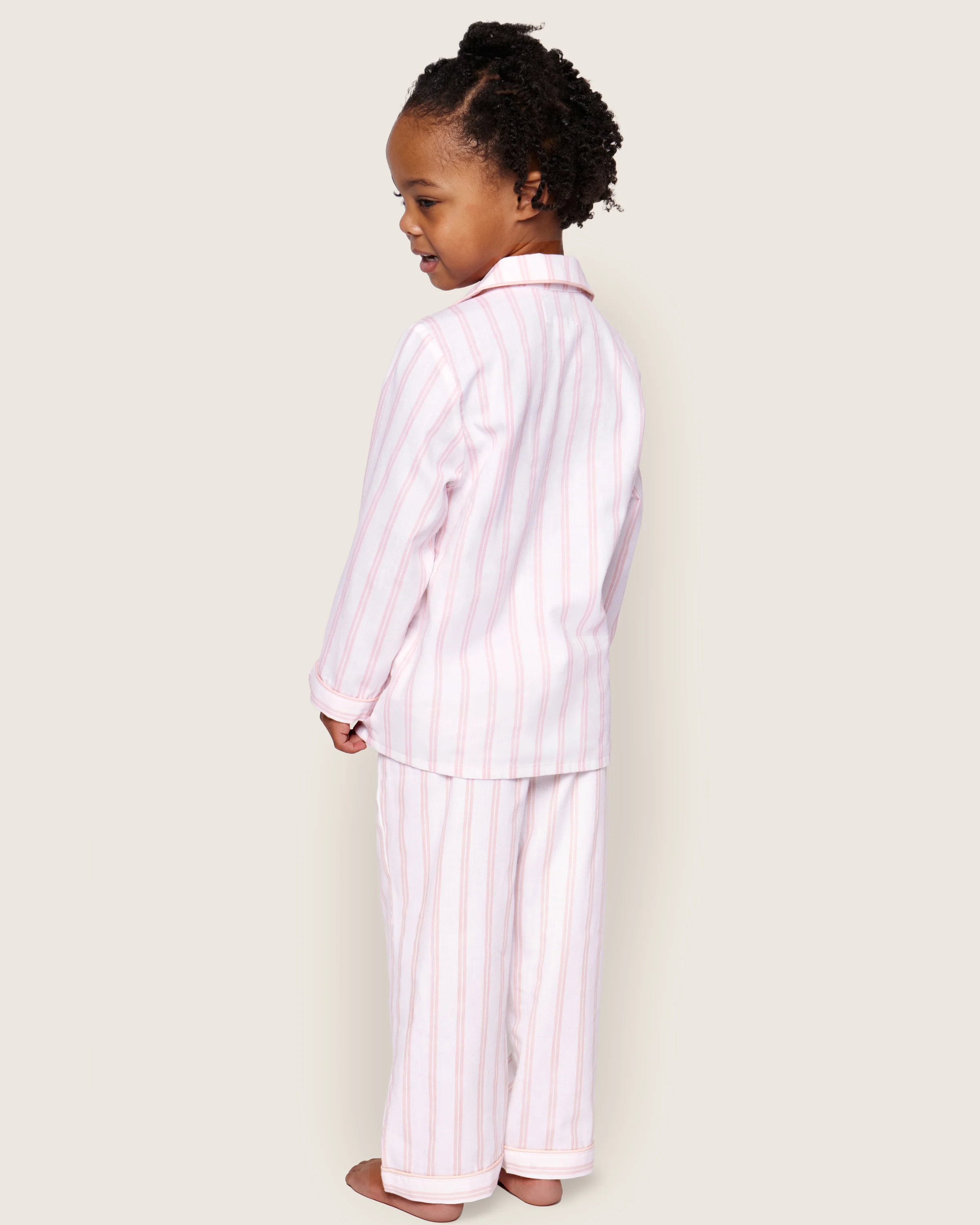 Kid's Twill Pajama Set in Pink Stripe - Image 4