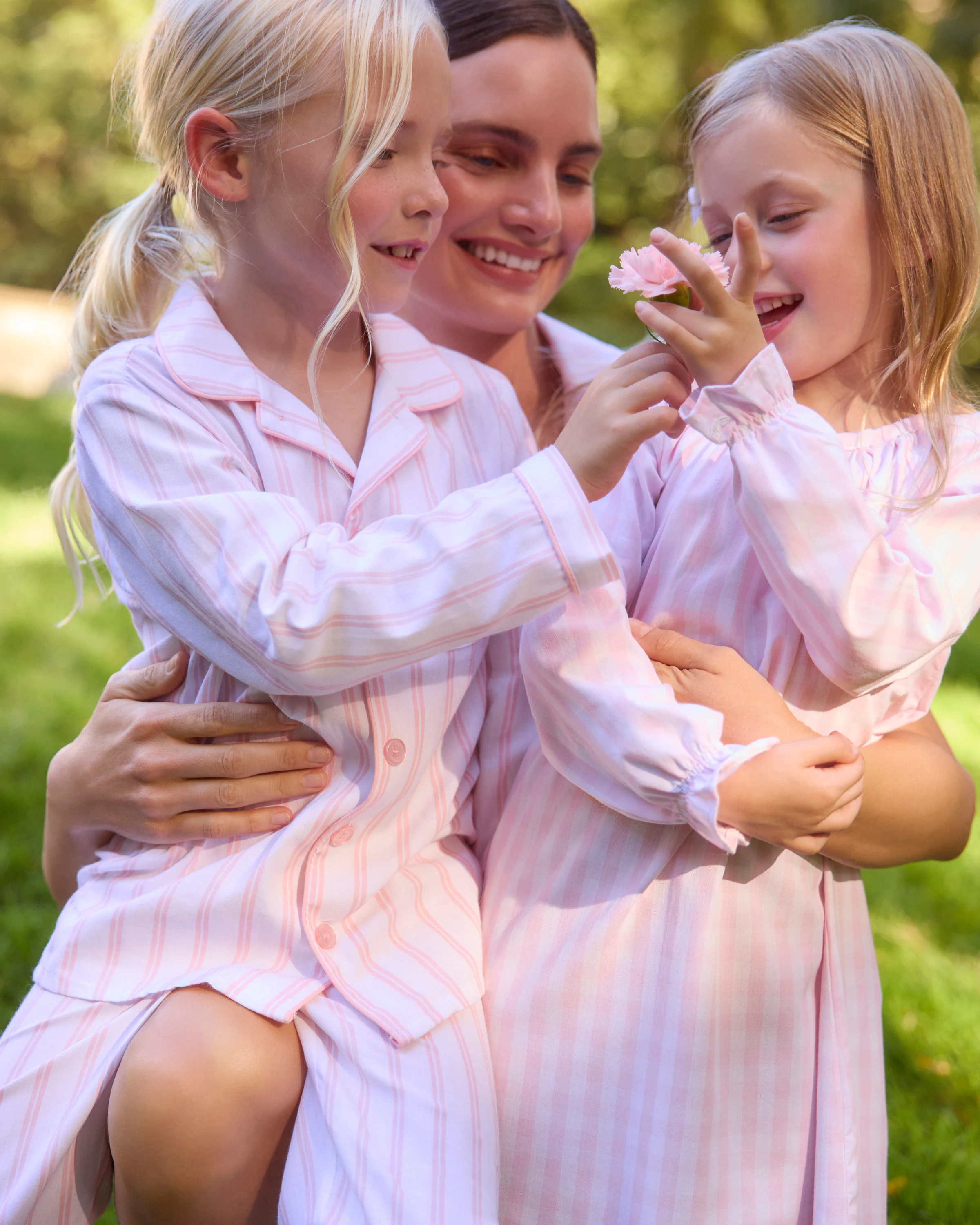 Kid's Twill Pajama Set in Pink Stripe - Image 5