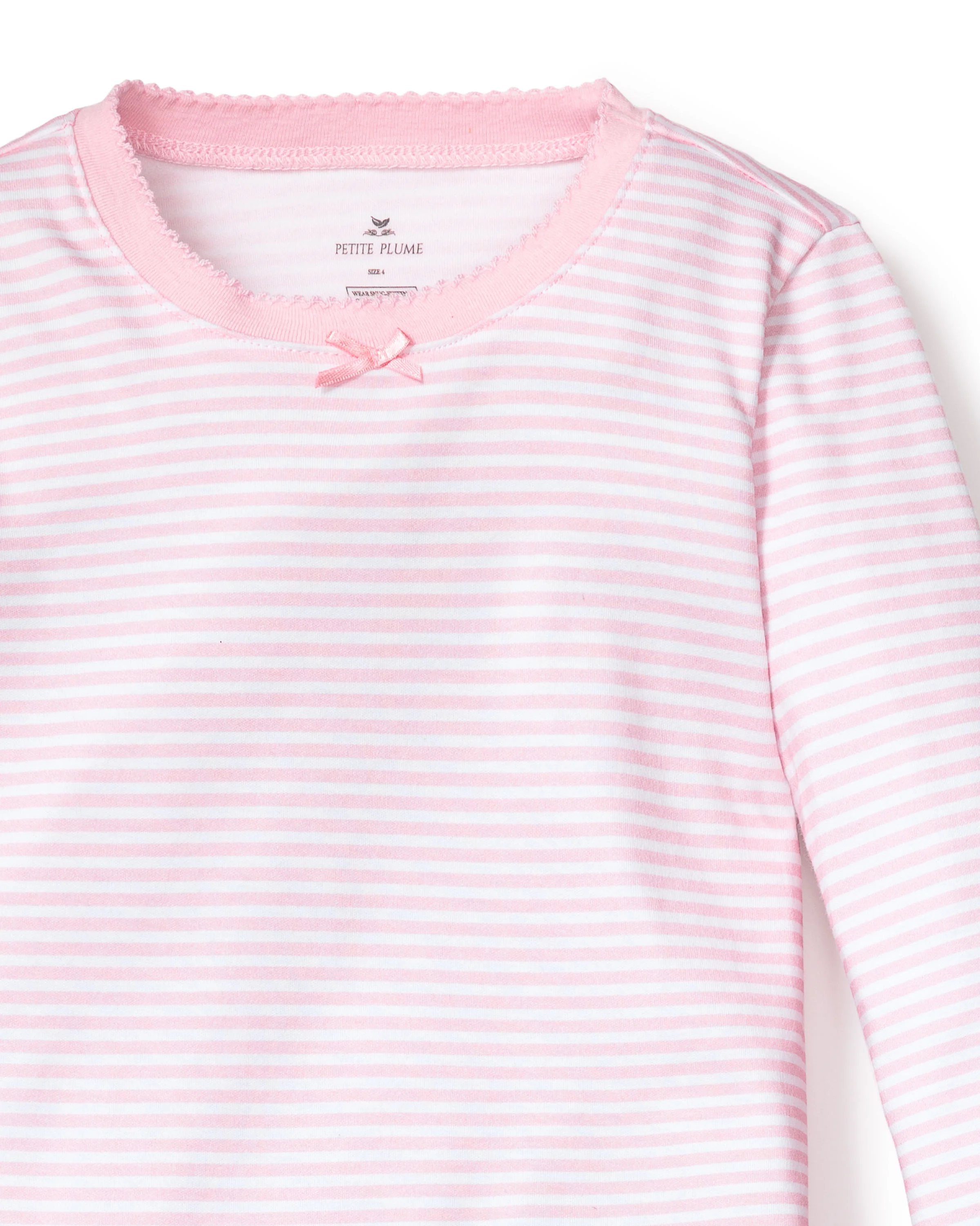Kid's Pima Snug Fit Pajama Set in Pink Stripe - Image 5
