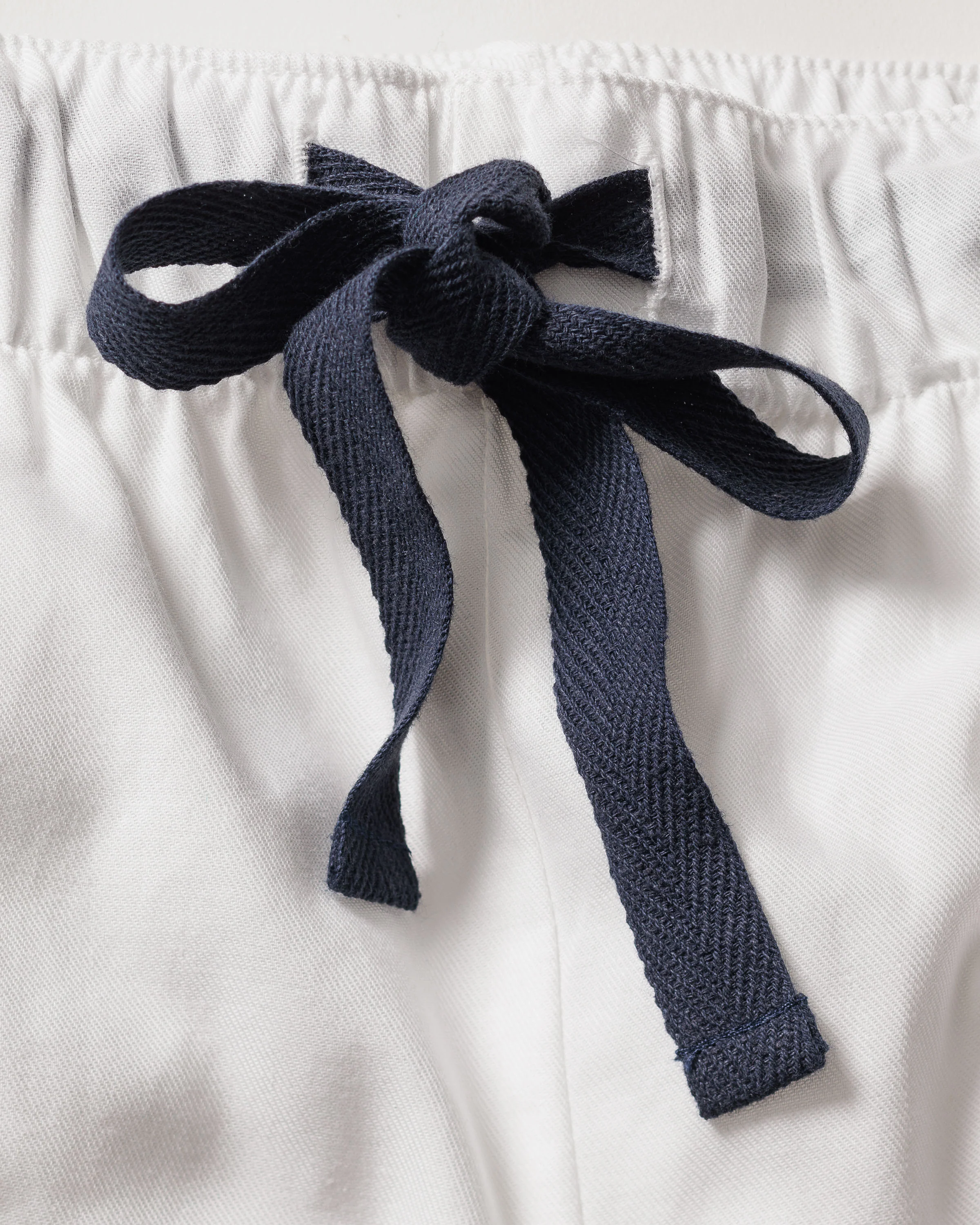 Women's Twill Pajama Set in White with Navy Piping - Image 6