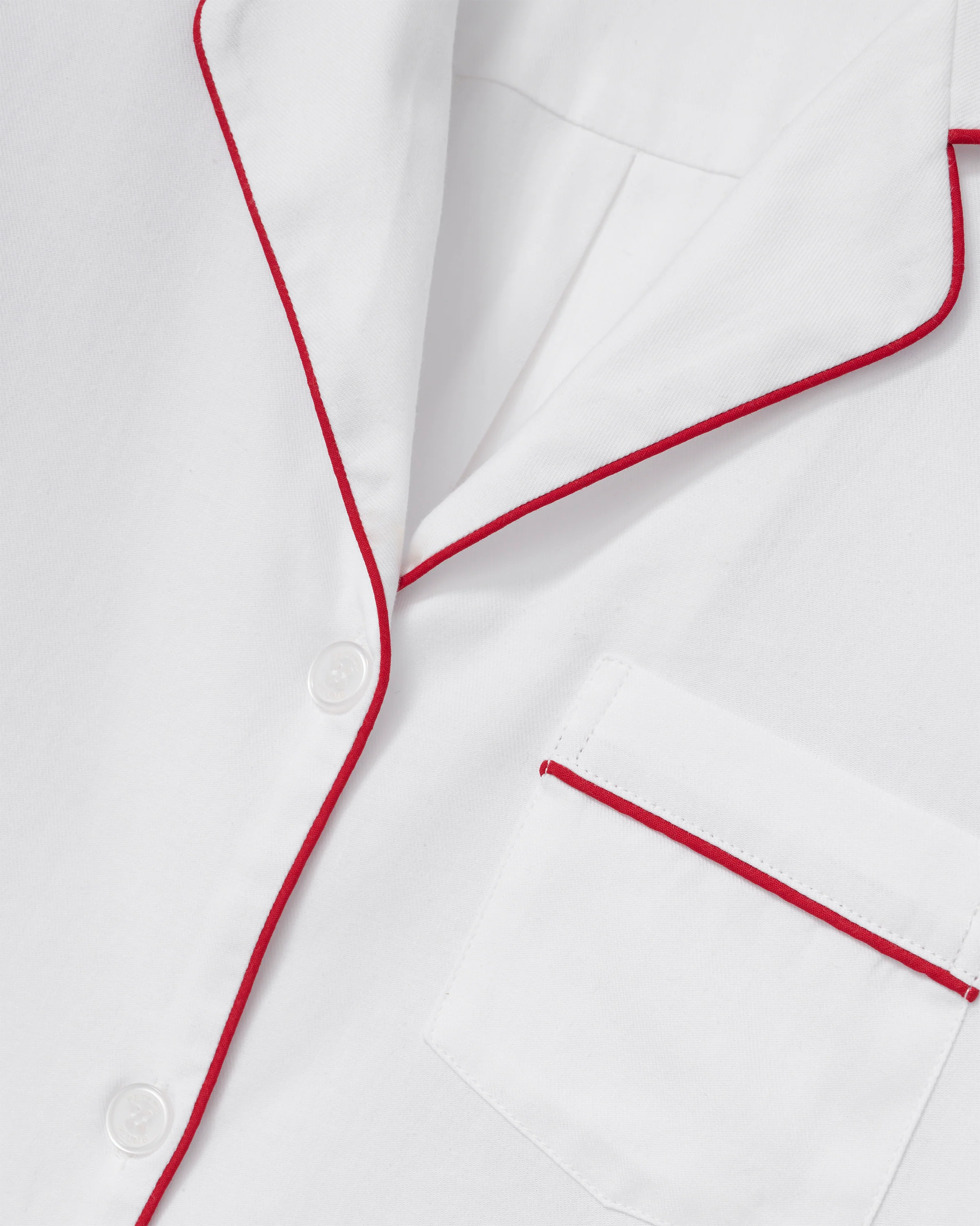 Women's Twill Pajama Set in White with Red Piping - Image 5