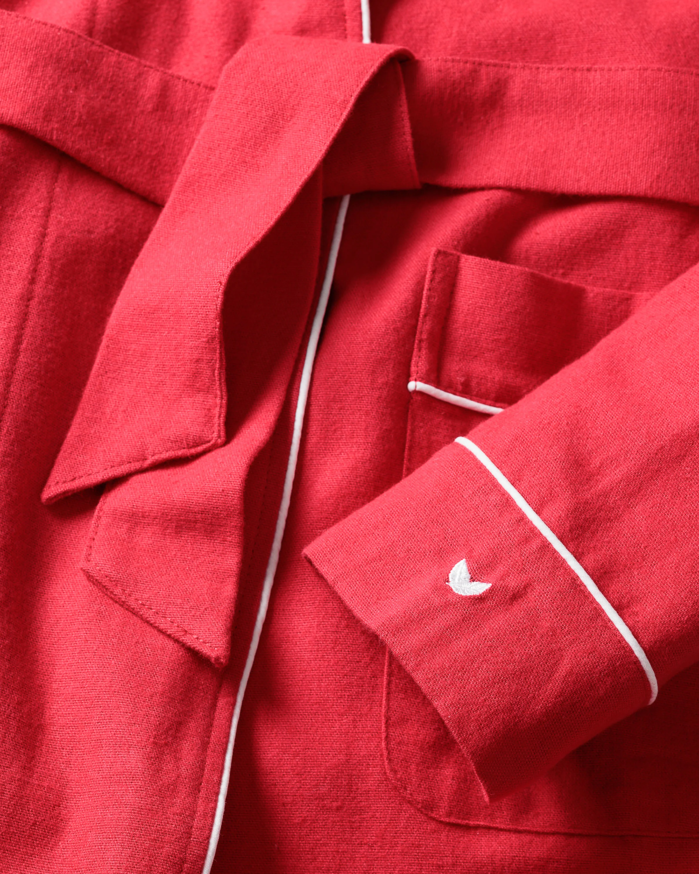 Men's Flannel Robe in Red - Image 4