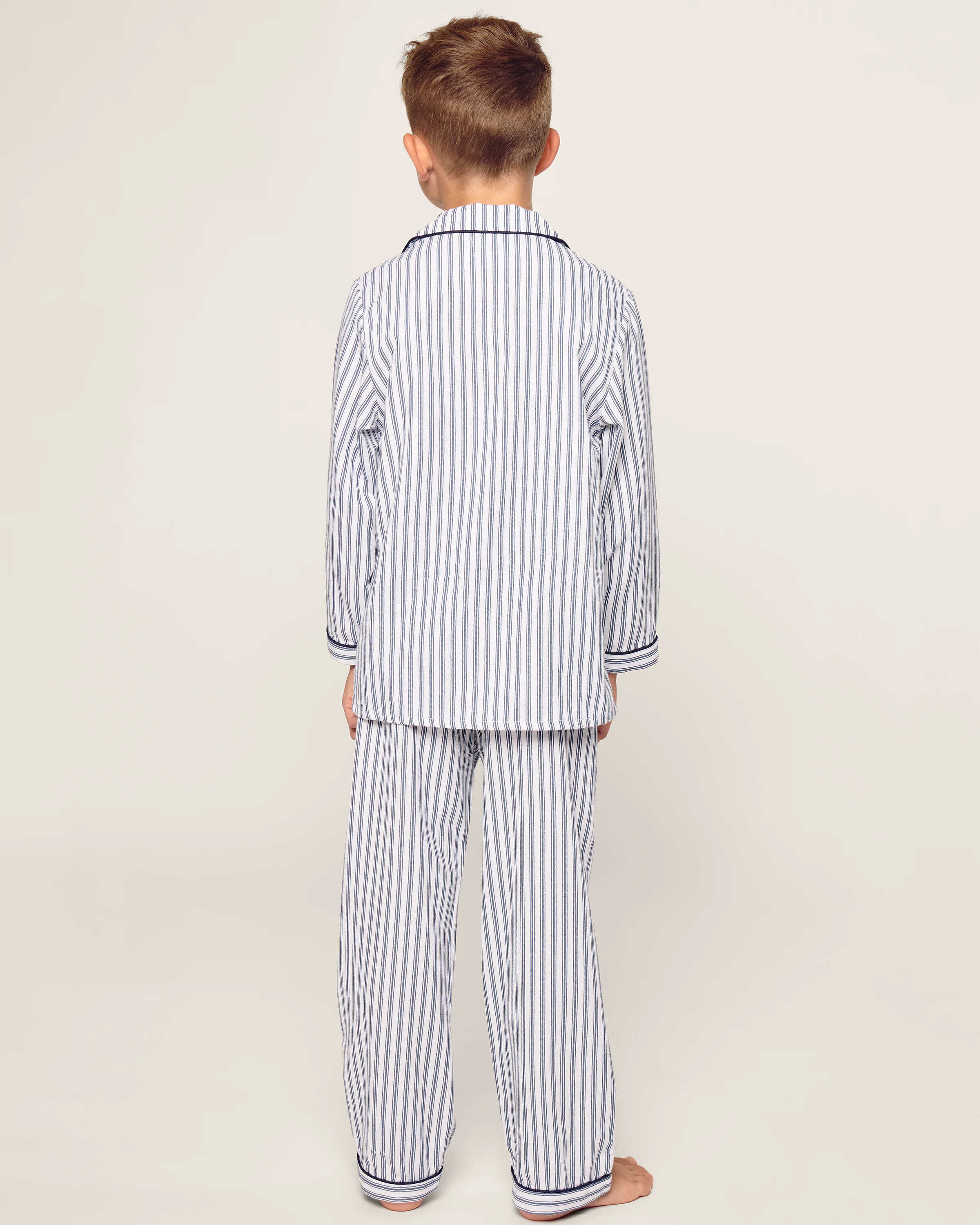 Kid's Twill Pajama Set in Navy French Ticking - Image 4