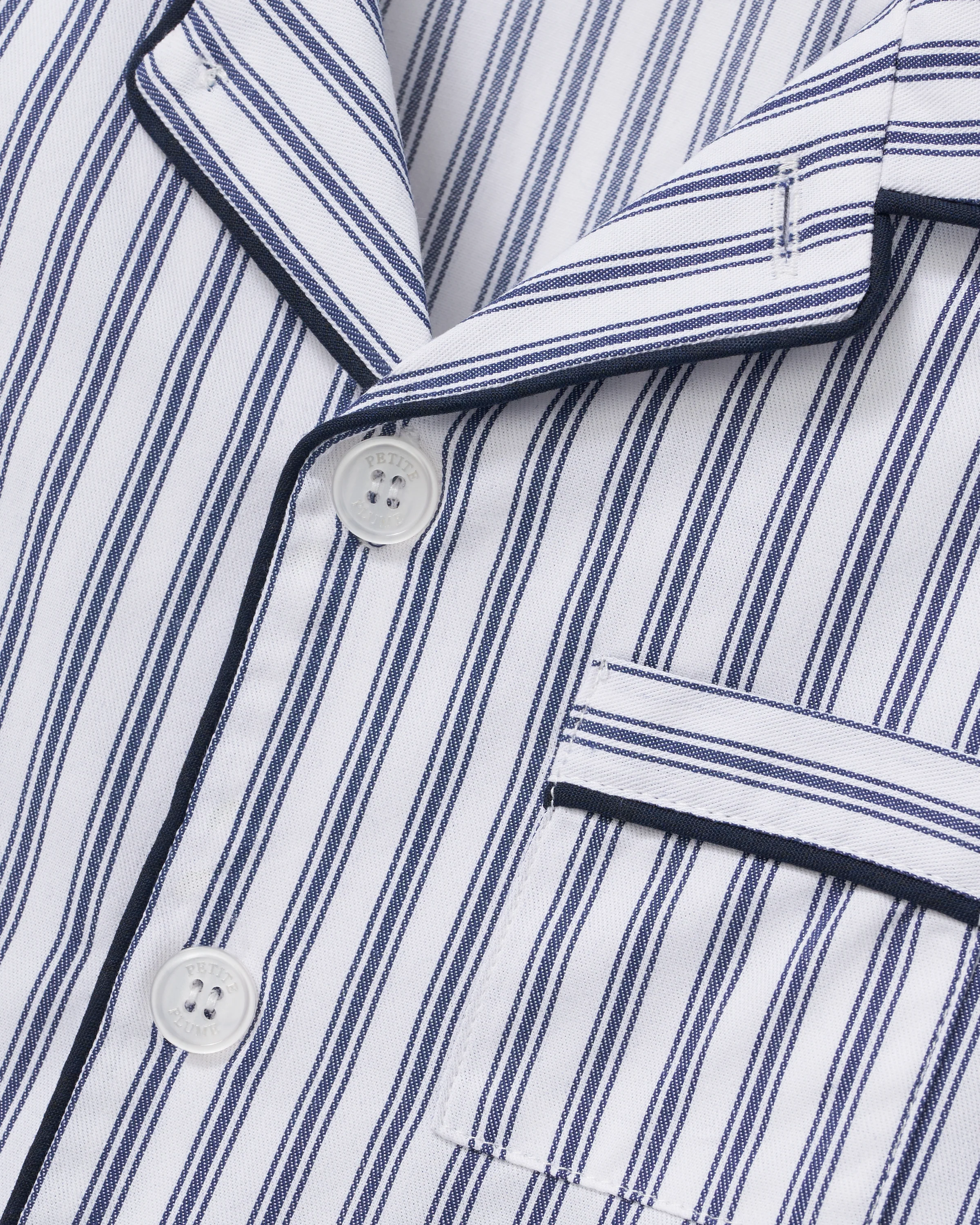 Kid's Twill Pajama Set in Navy French Ticking - Image 7