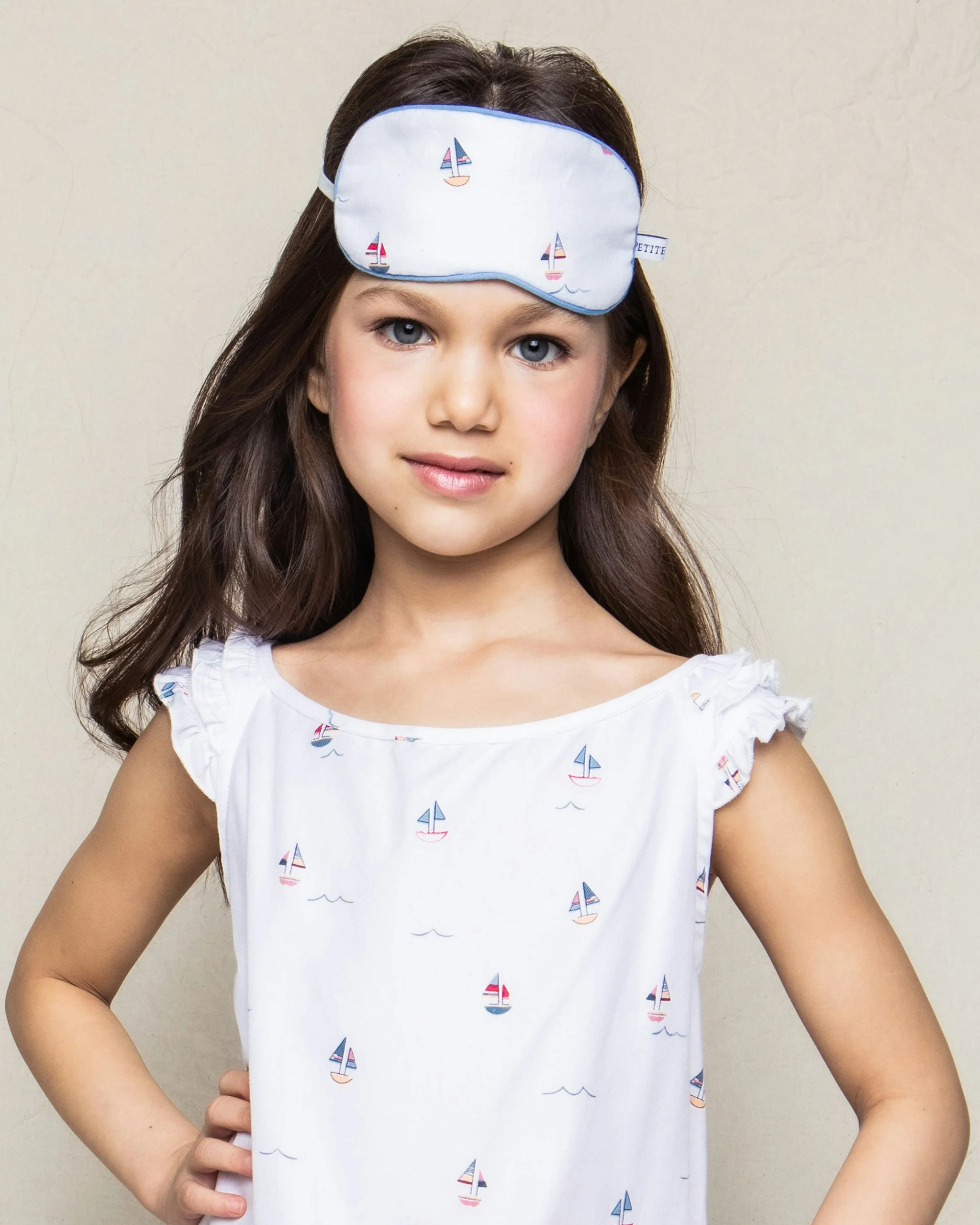 Girl's Twill Amelie Nightgown in Bateau - Image 3
