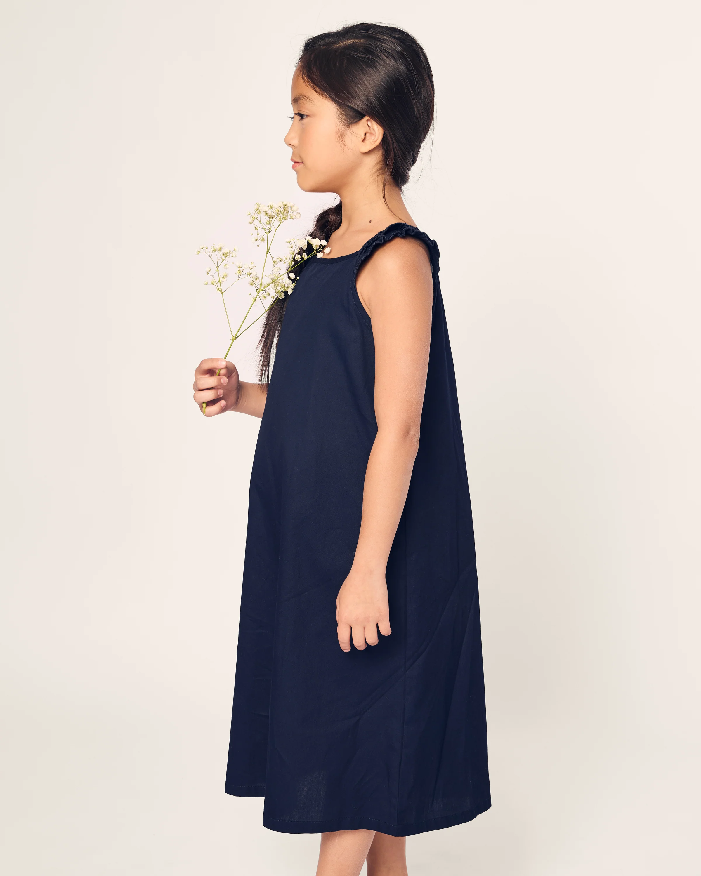 Girl's Twill Amelie Nightgown in Navy - Image 3
