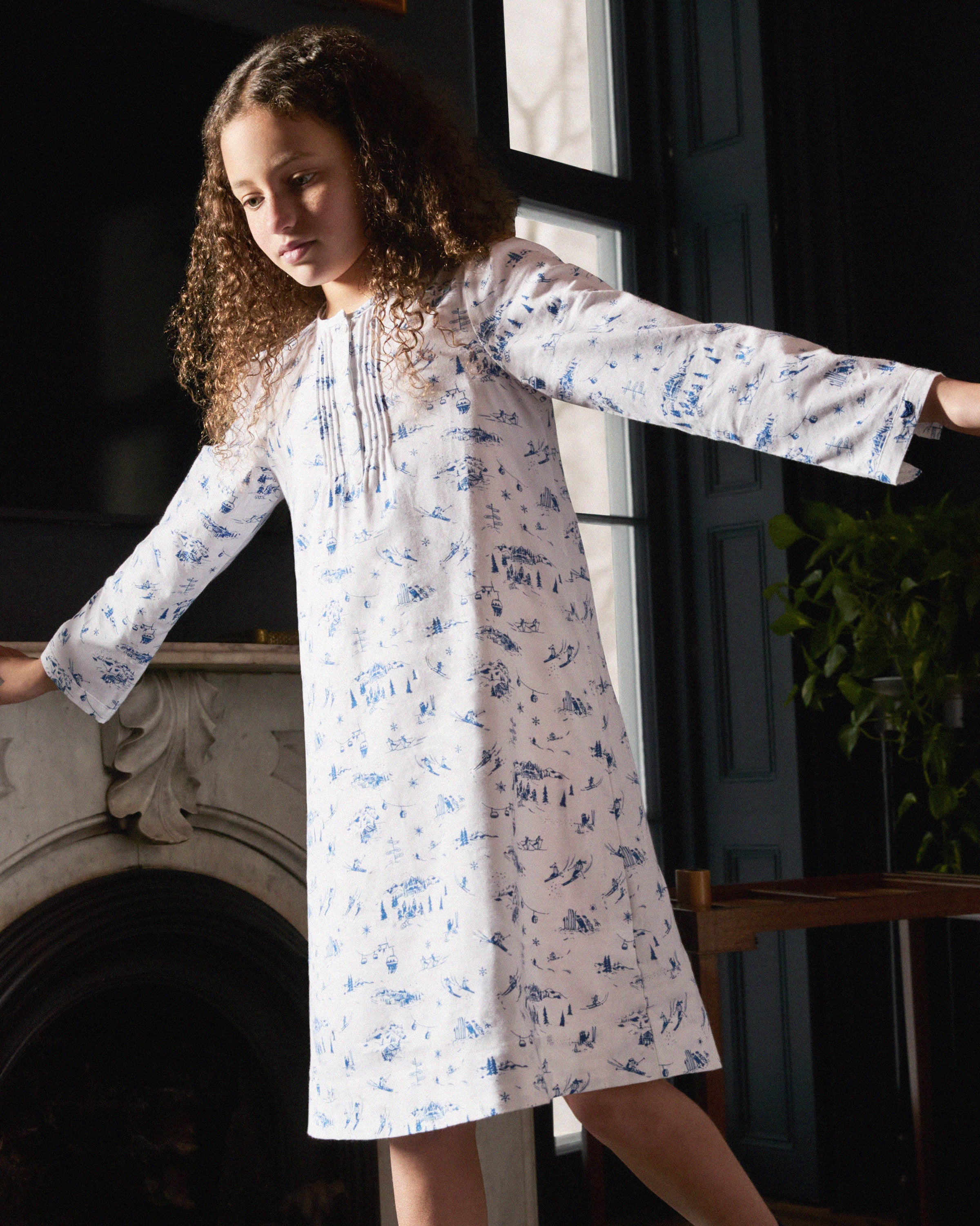 Girl's Twill Beatrice Nightgown in Chalet Toile - Image 6
