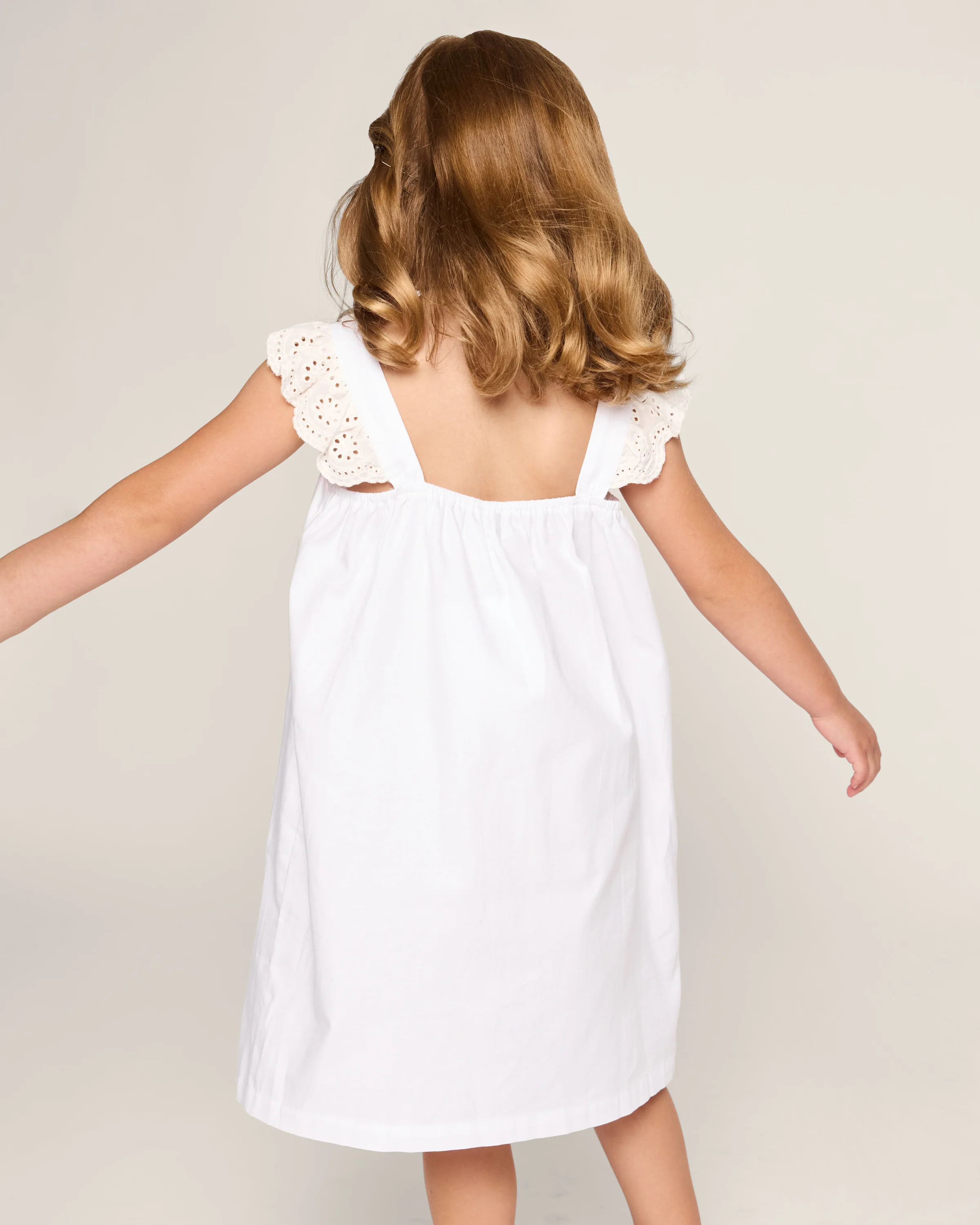 Girl's Twill Clara Nightgown in White - Image 4