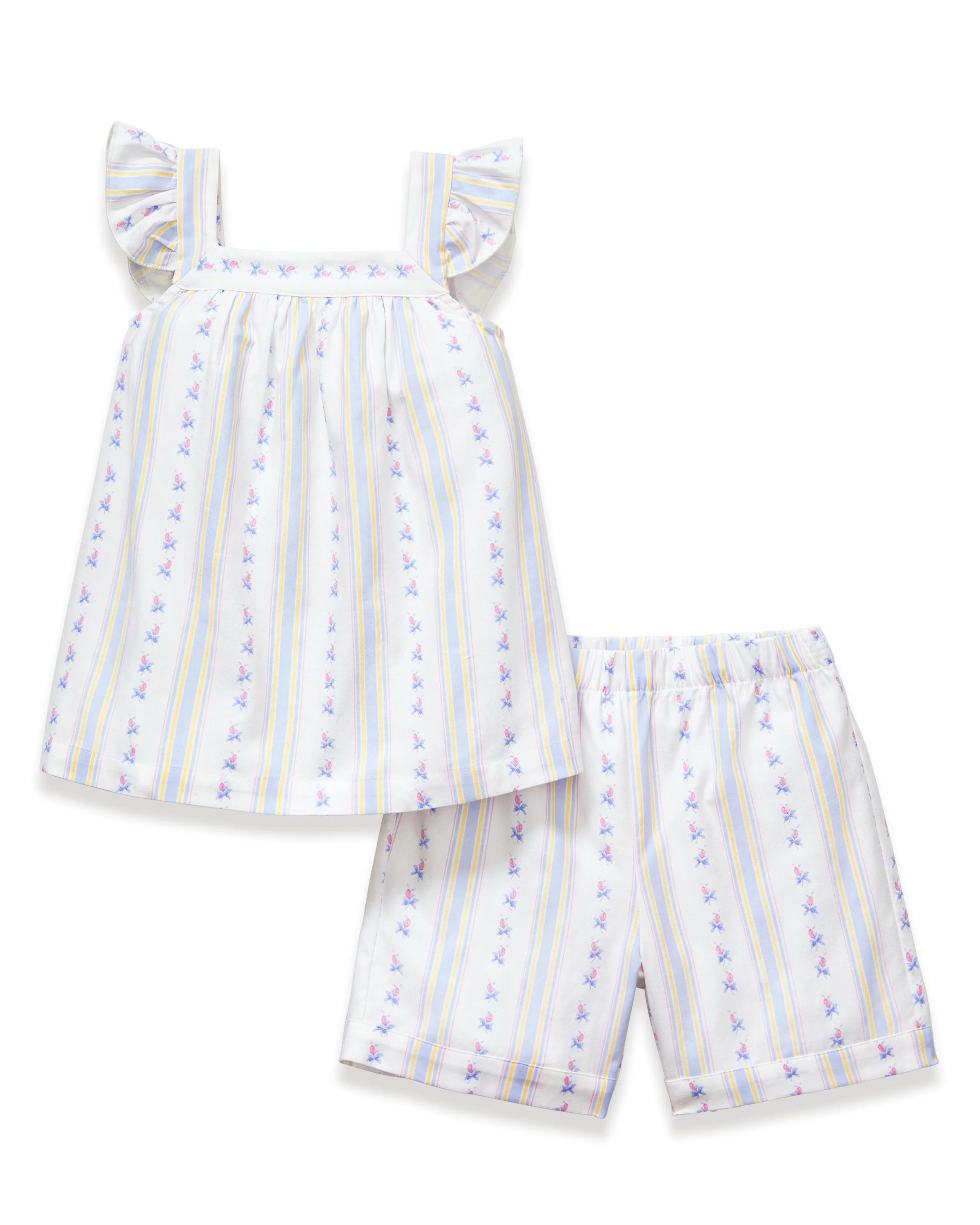 Girl's Twill Clara Short Set in Cottage Stripe - Image 6