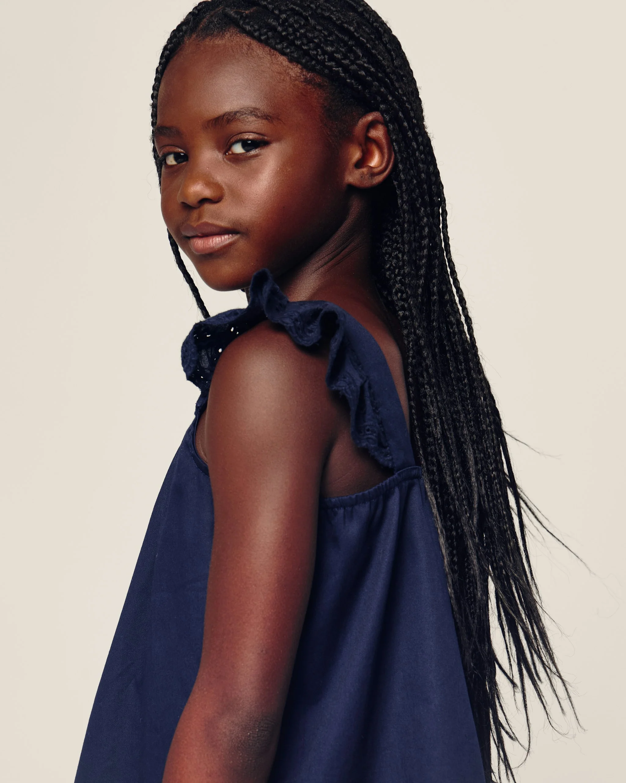 Girl's Twill Clara Short Set in Navy - Image 5