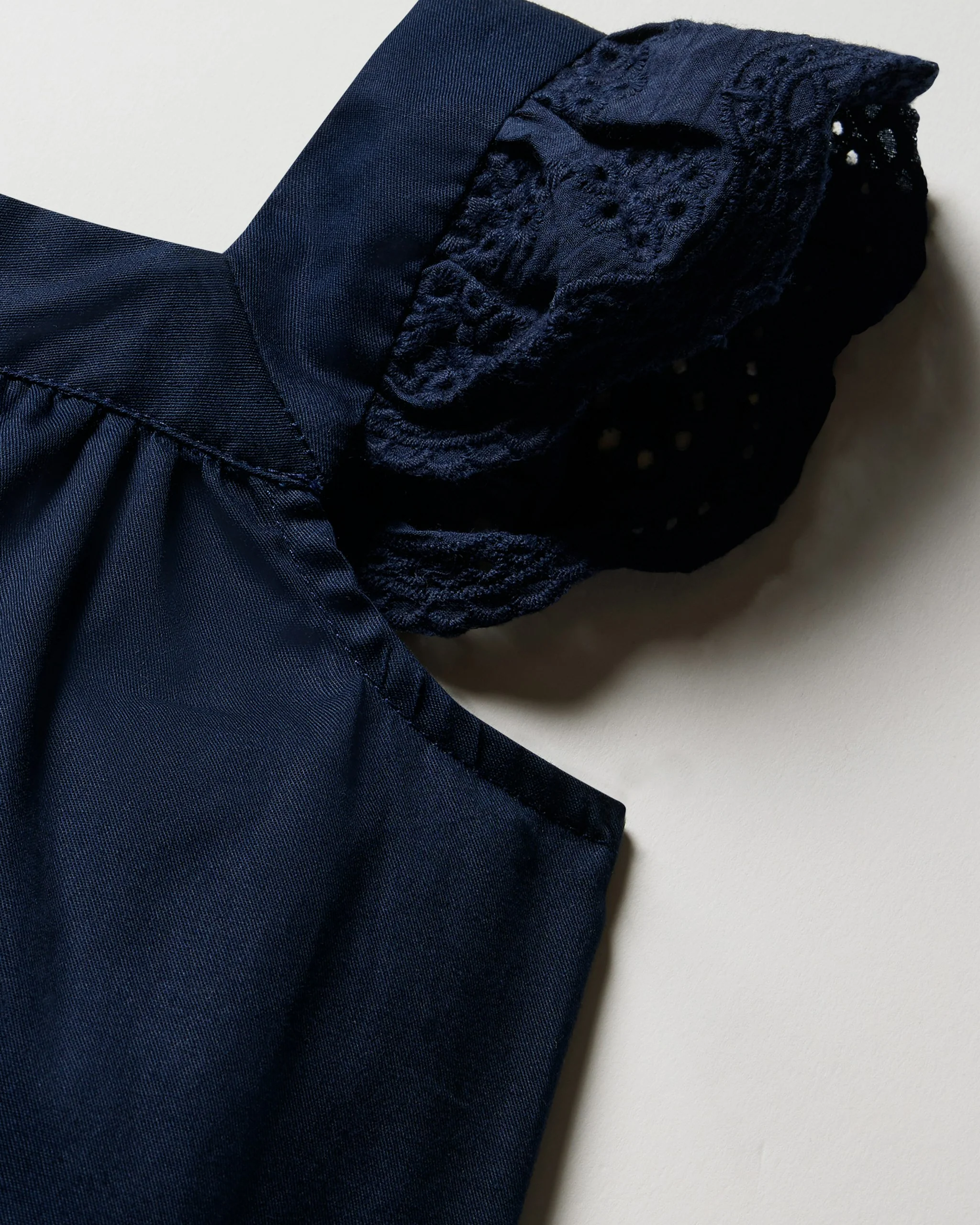 Girl's Twill Clara Short Set in Navy - Image 6