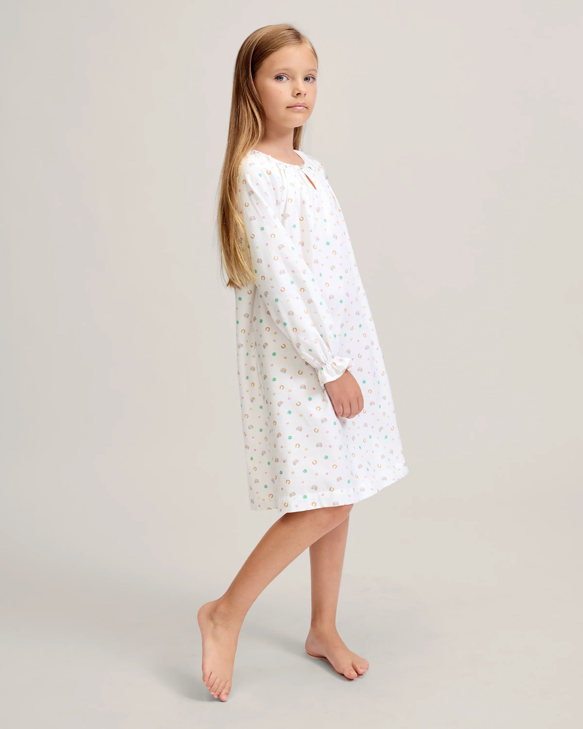 Girl's Twill Delphine Nightgown in Good Luck Charms - Image 4