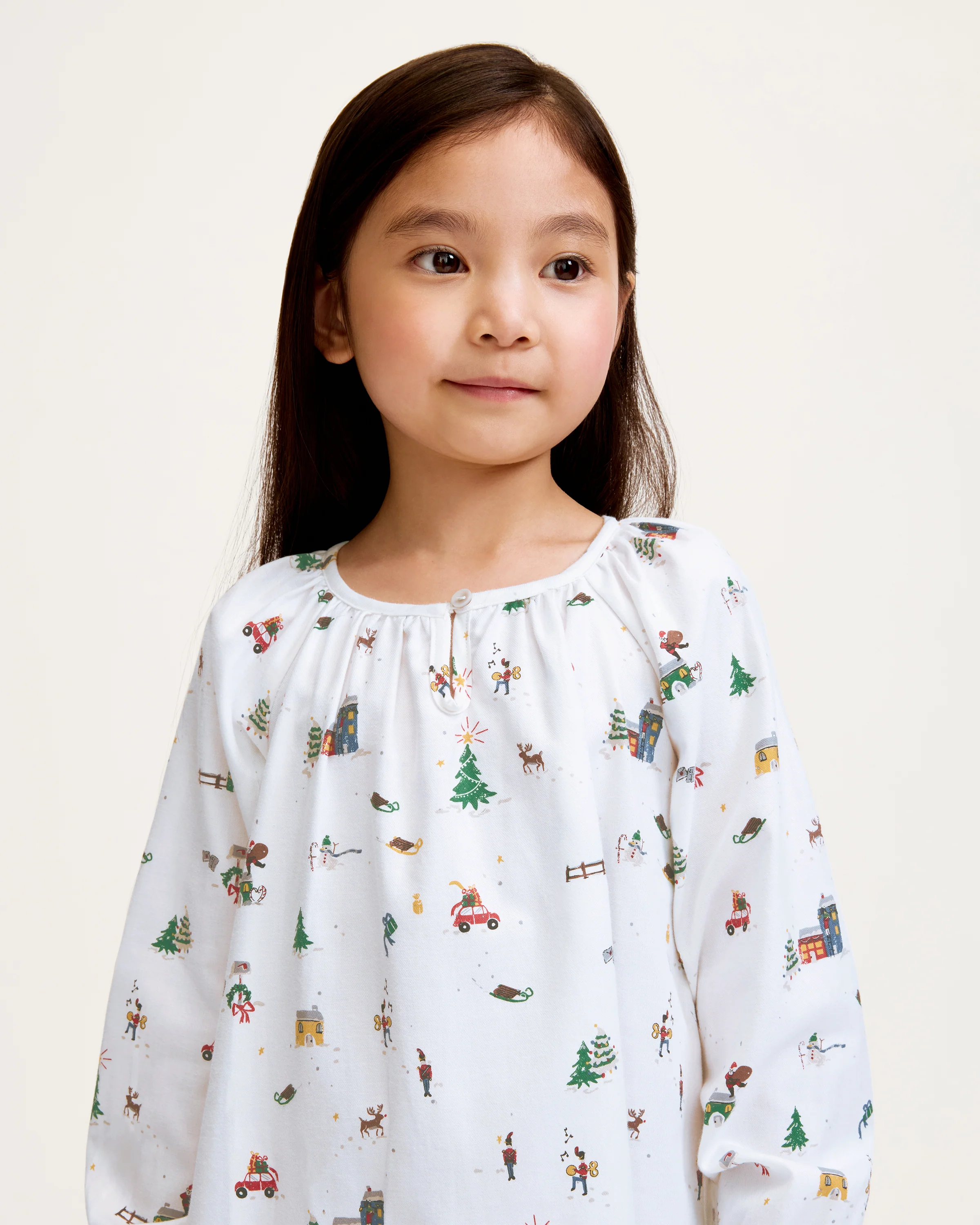 Girl's Twill Delphine Nightgown in Holiday Town - Image 3