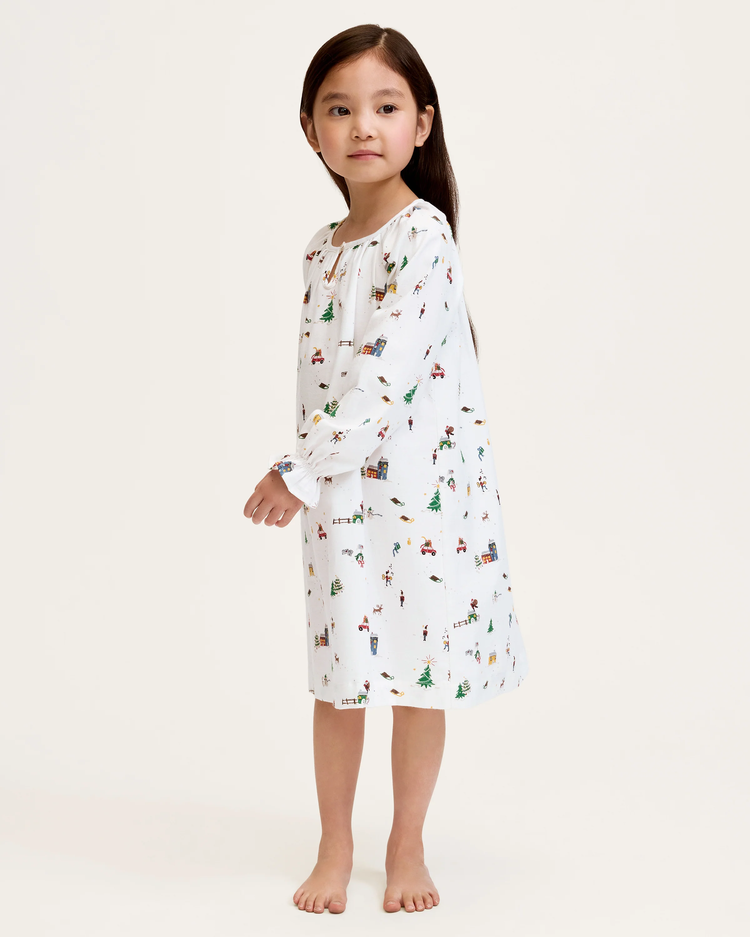 Girl's Twill Delphine Nightgown in Holiday Town - Image 4