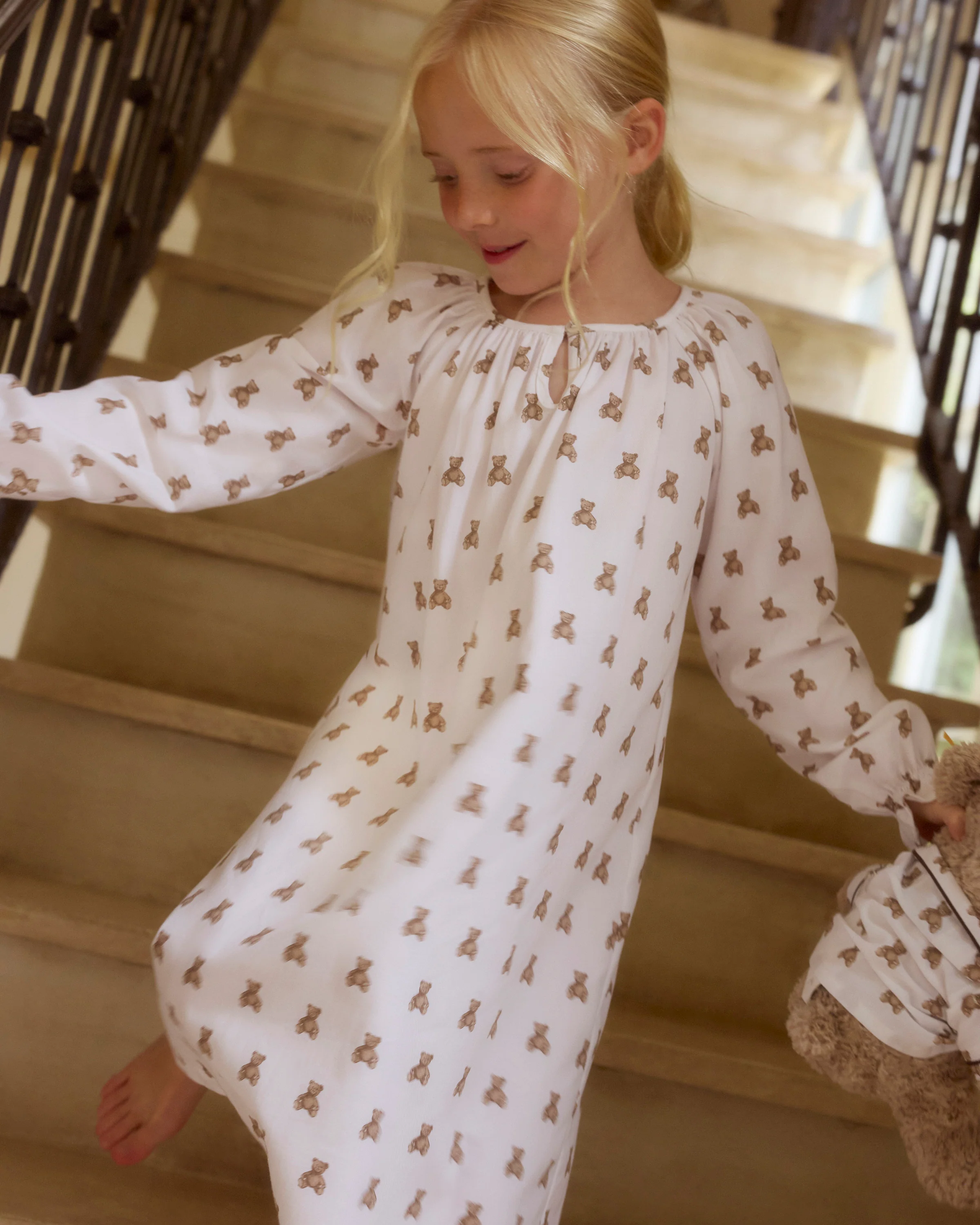 Girl's Twill Delphine Nightgown in Teddy Tales - Image 5