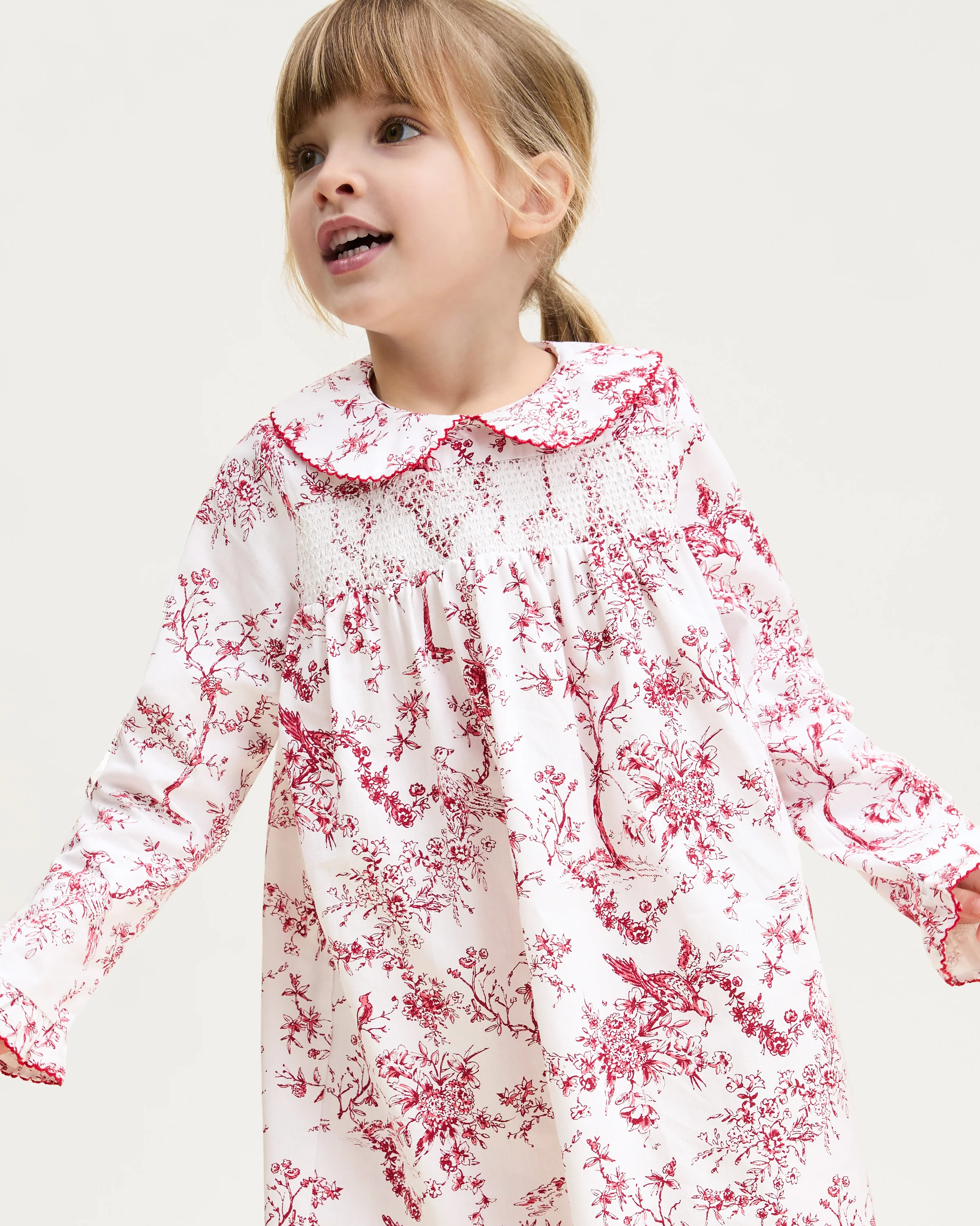 Girl's Twill Eloise Nightgown in Red Timeless Toile - Image 3